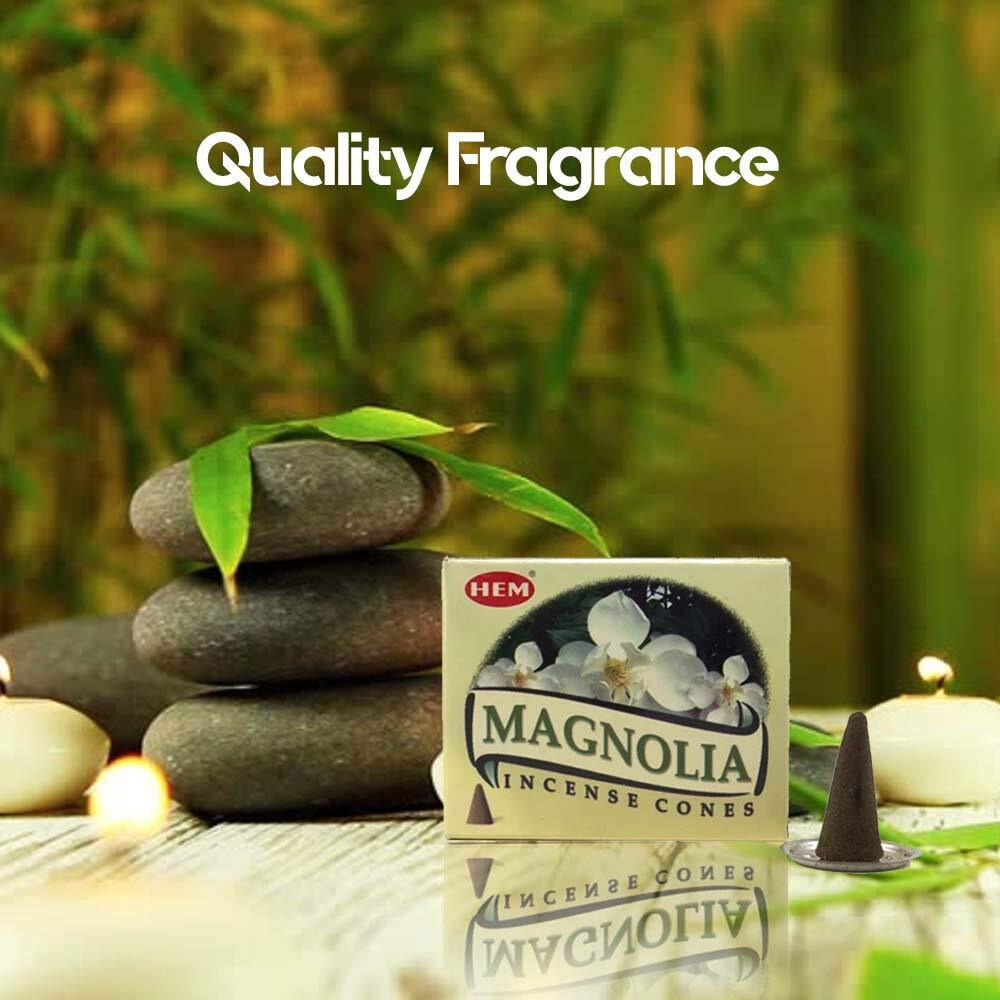 Magnolia - Case Of 12 Boxes  10 Cones Each - Hem Incense From India
