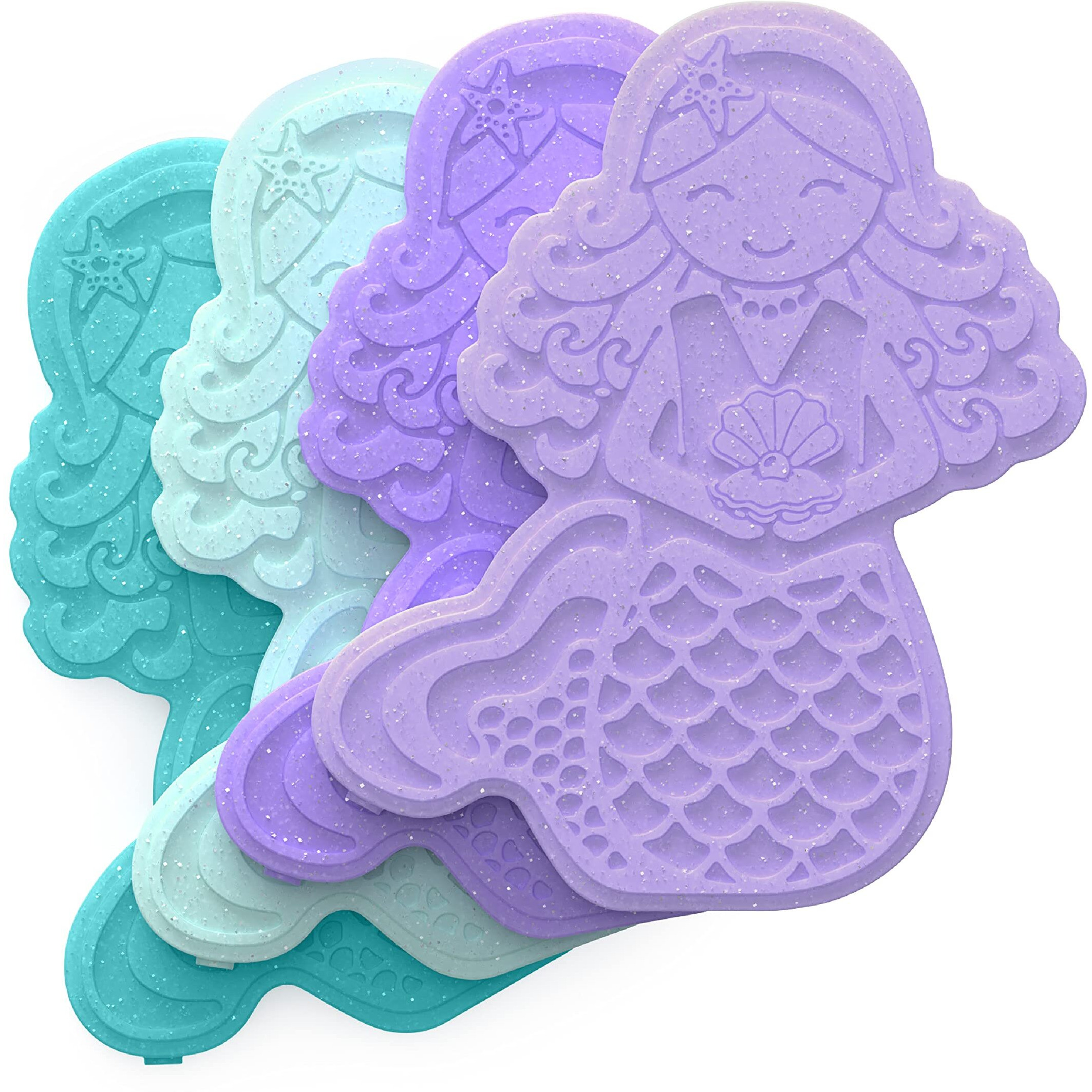 Bentgo Buddies Glitter Reusable Ice Packs - Slim Ice Packs For Lunch Boxes  Lunch Bags  And Coolers - Multicolored 4-Pack (Mermaid)