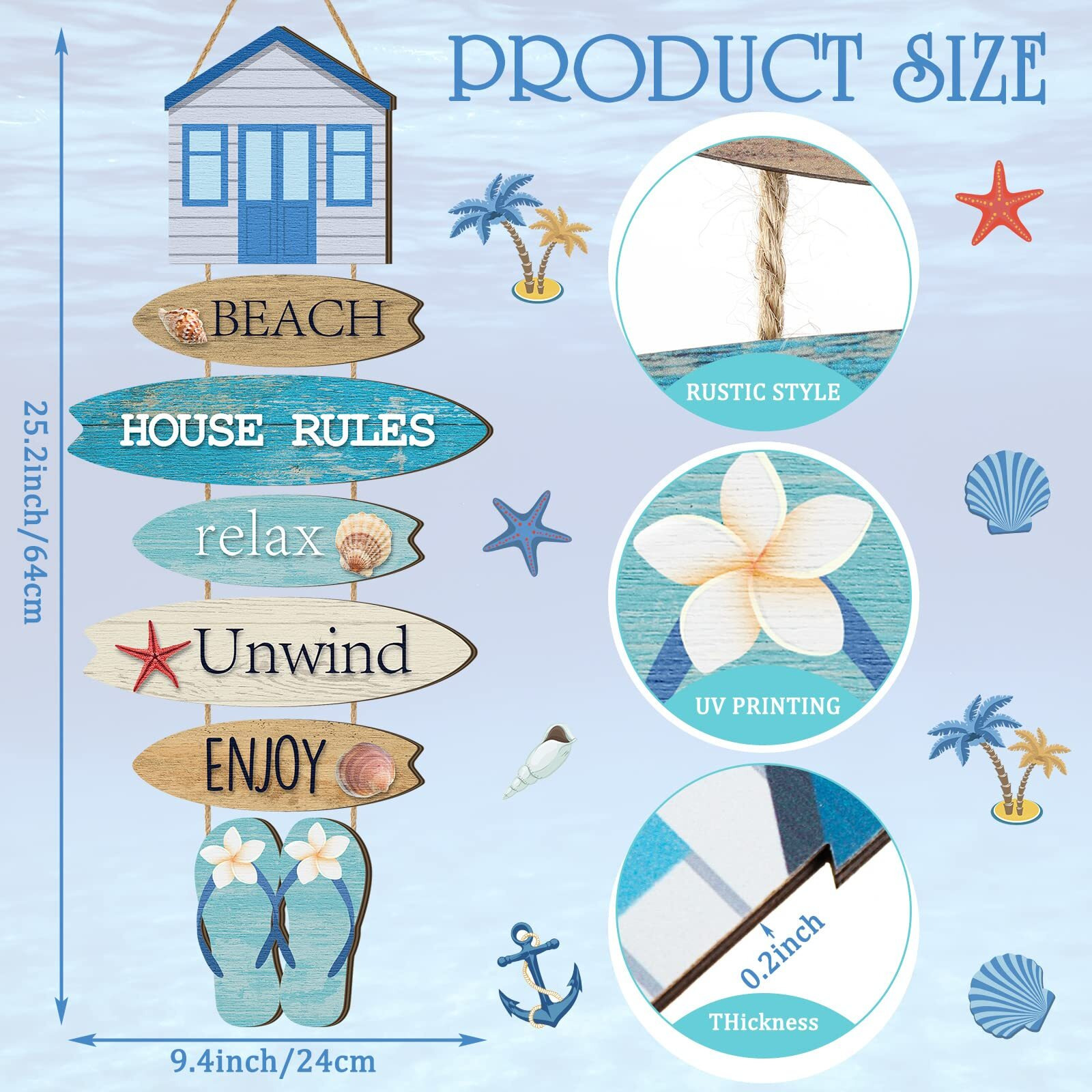 Beach Wall Decor Beach Hanging Wall Sign Beach Bathroom Decor Inspirational Quotes Signs Ocean Wall Art Coastal Decor Nautical Surfboard Outdoor Flip Flop Decor For Bedroom Door Decorations