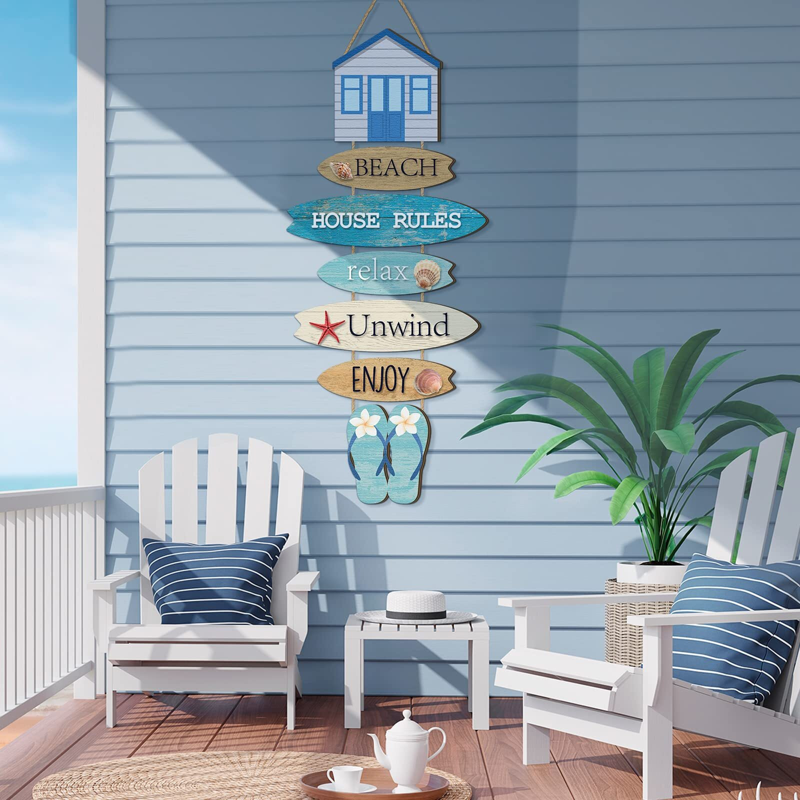 Beach Wall Decor Beach Hanging Wall Sign Beach Bathroom Decor Inspirational Quotes Signs Ocean Wall Art Coastal Decor Nautical Surfboard Outdoor Flip Flop Decor For Bedroom Door Decorations