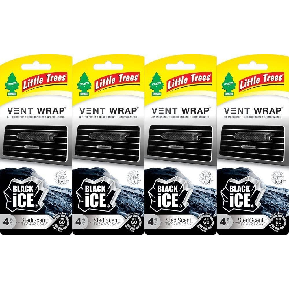 Little Trees Vent Wrap Air Freshener 4-Packs Car Air Freshner (Black Ice)