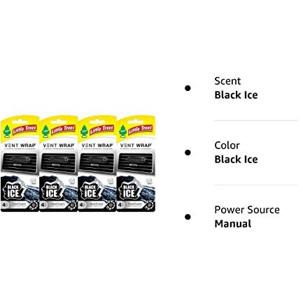 Little Trees Vent Wrap Air Freshener 4-Packs Car Air Freshner (Black Ice)