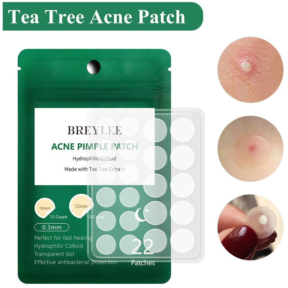 Acne Pimple Patch (66Count)  Breylee Tea Tree Oil Pimple Patch Acne Pimple Healing Patch Zit Patch Acne Patch Hydrocolloid Patch  10Mm+12Mm