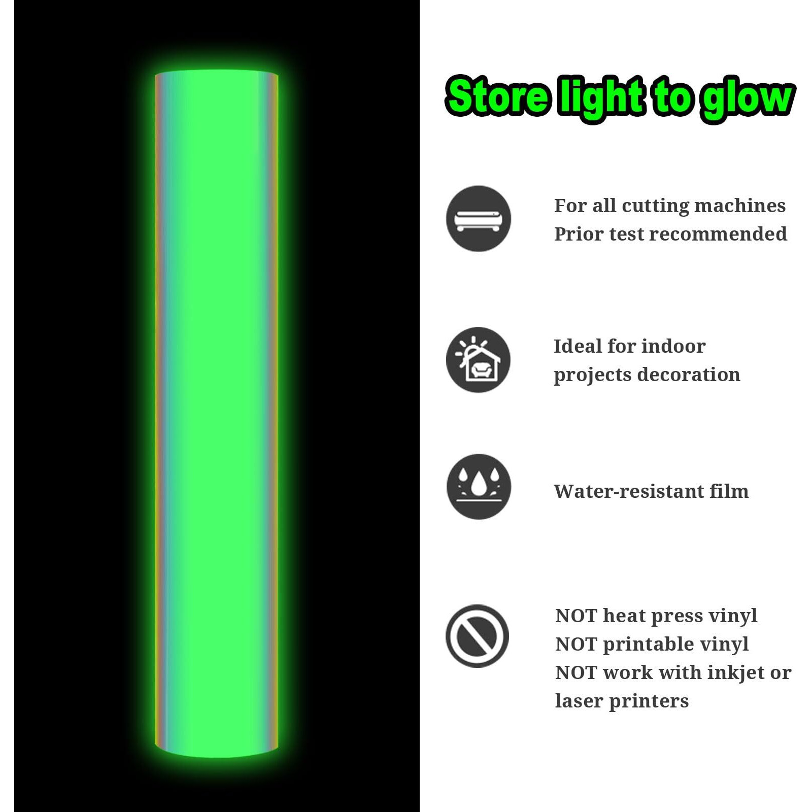 Teckwrap Glow In The Dark Chrome Adhesive Vinyl  Opal White To Green  1Ft X 5Ft For Craft Cutter Sign Plotter Decals Scrapbook Lettering Diy Decorations