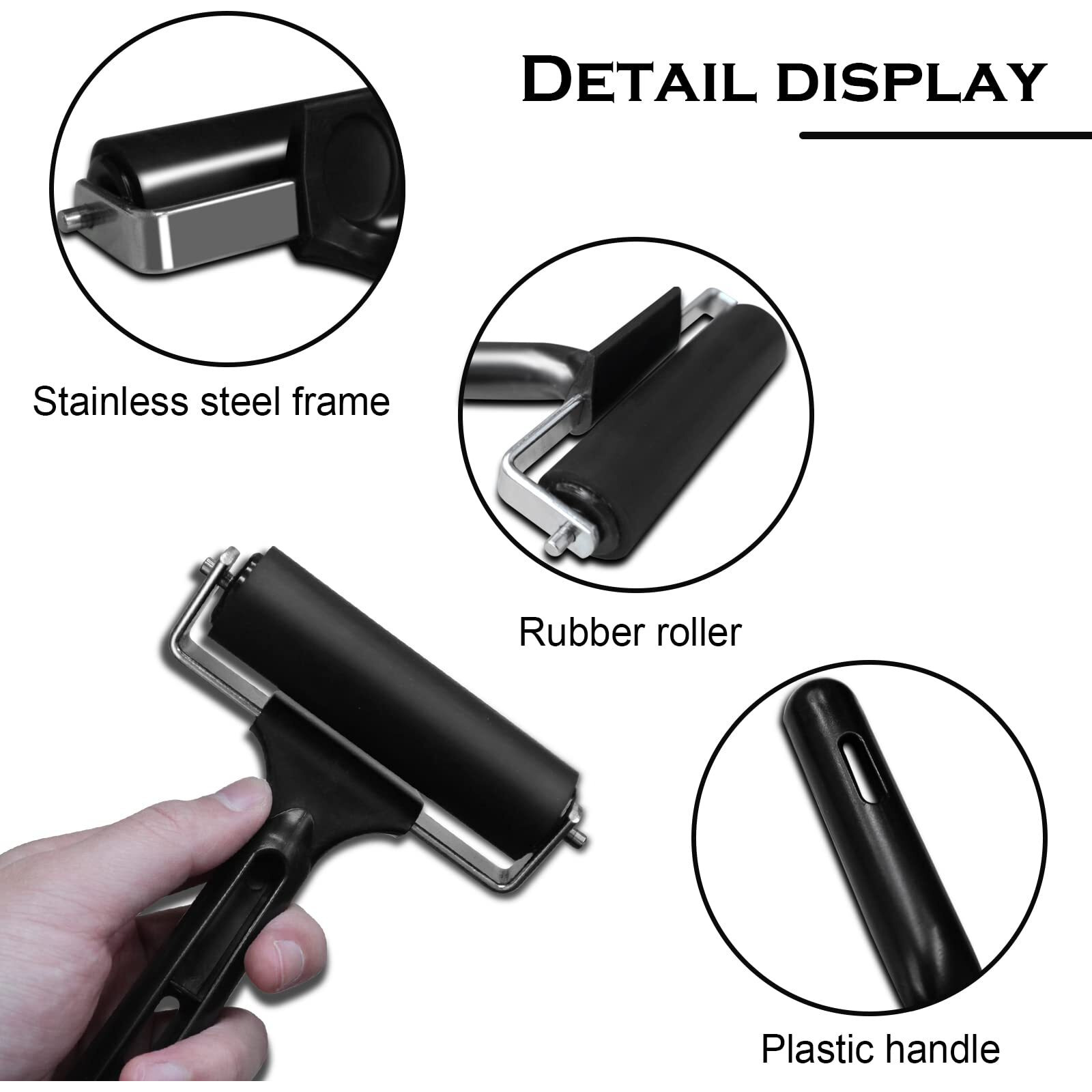 Kxkzren Rubber Roller For Flooring Installation 4 Inch Rubber Brayer Glue Roller For Boat Flooring Install Printmaking Painting Stamping Wallpaper Gluing Application