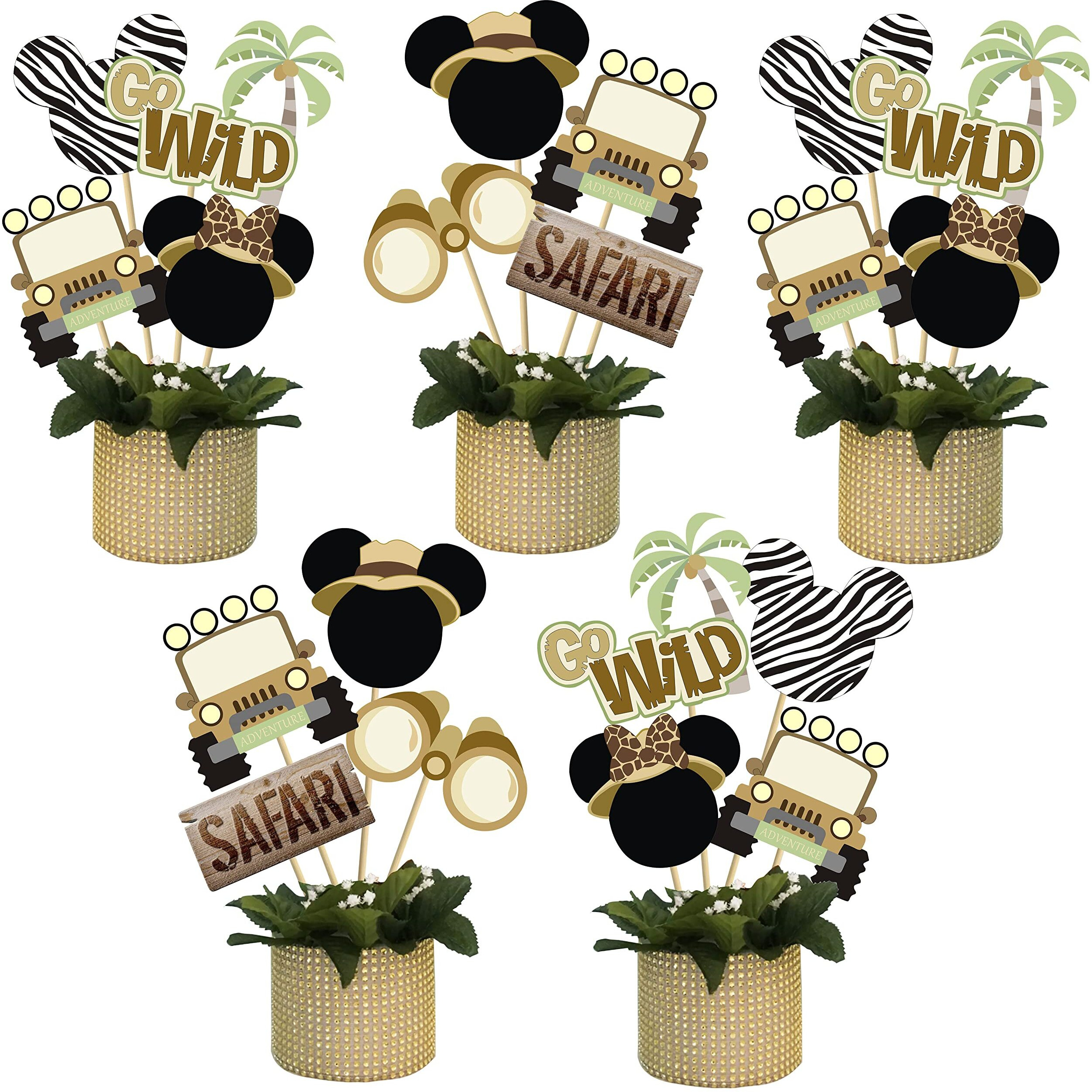 Mickey-Safari Centerpiece Sticks- Let's Go Wild Jungle Animal Birthday Party Baby Shower Table Toppers For Kids(28Pcs)