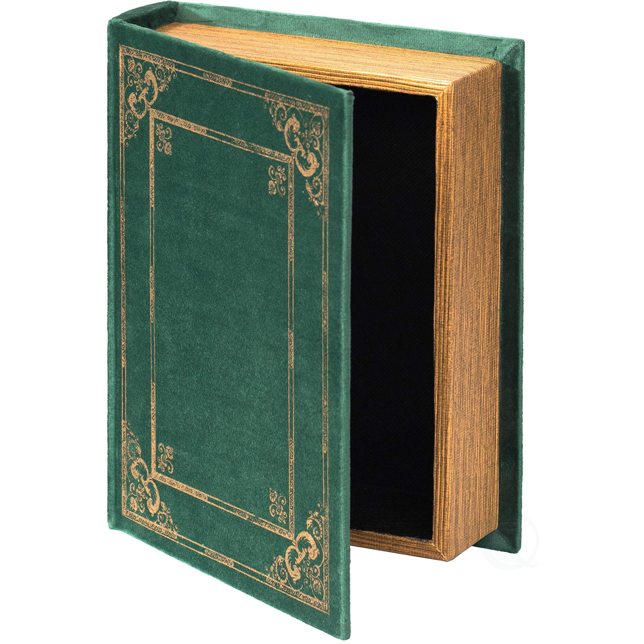 Decorative Vintage Book Shaped Trinket Storage Box- Green