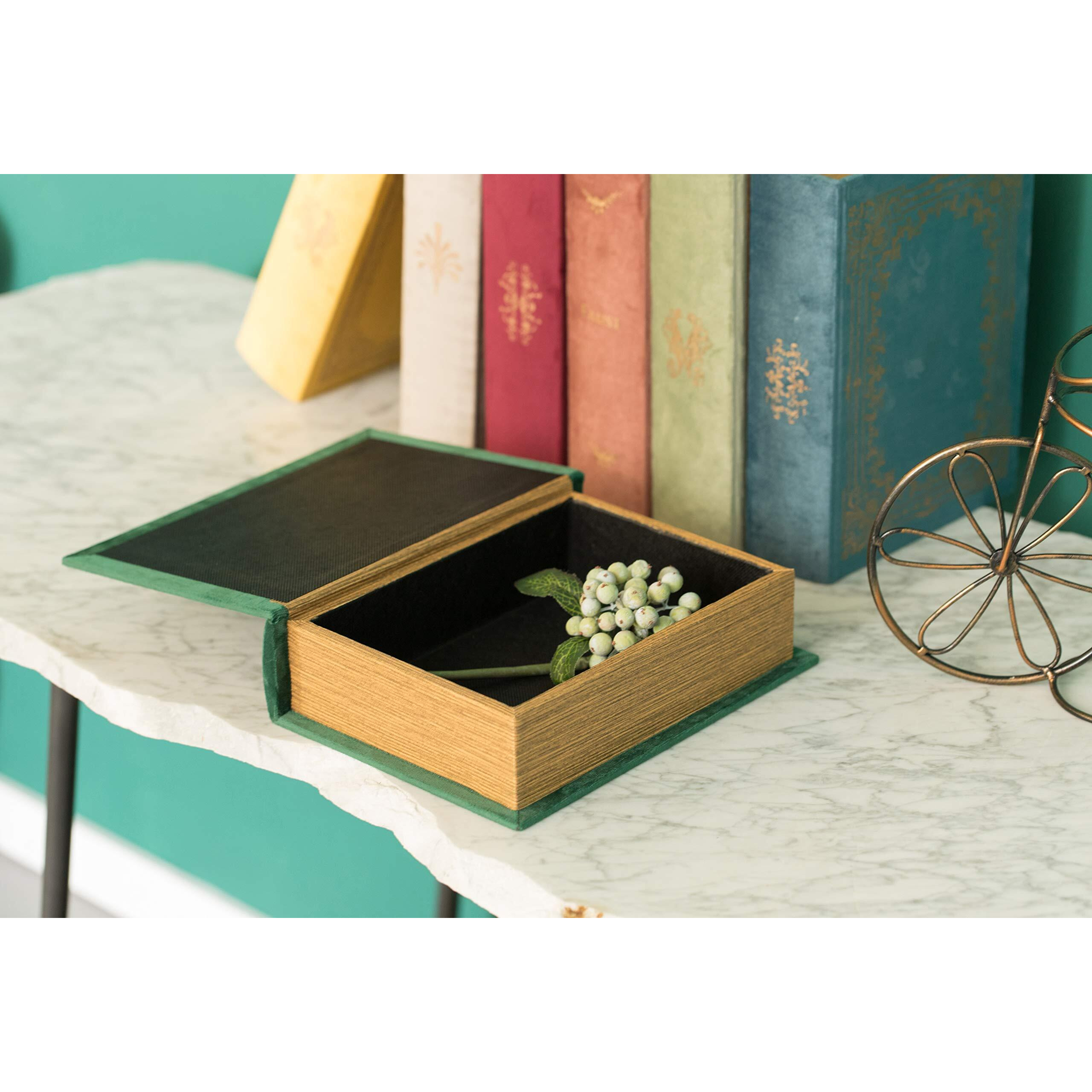 Decorative Vintage Book Shaped Trinket Storage Box- Green