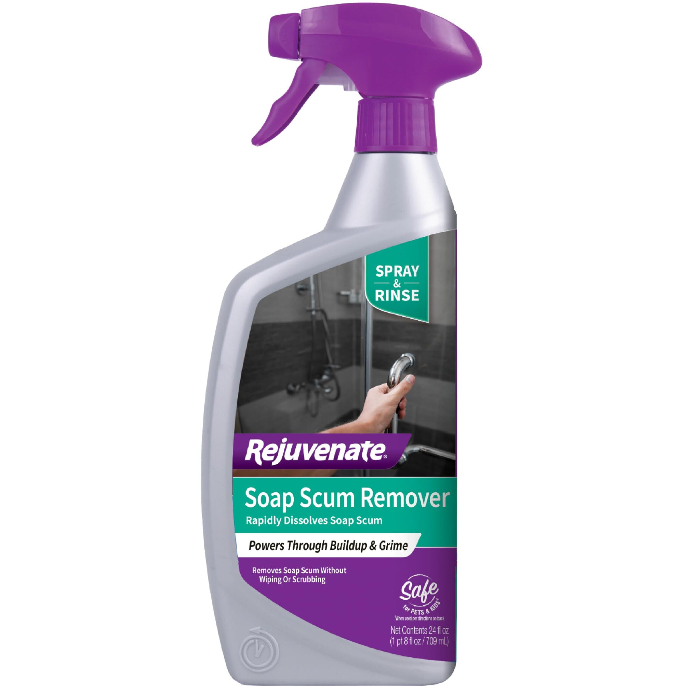 Rejuvenate Scrub Free Soap Scum Remover Shower Glass Door Cleaner Works On Ceramic Tile  Chrome  Plastic And More 24Oz