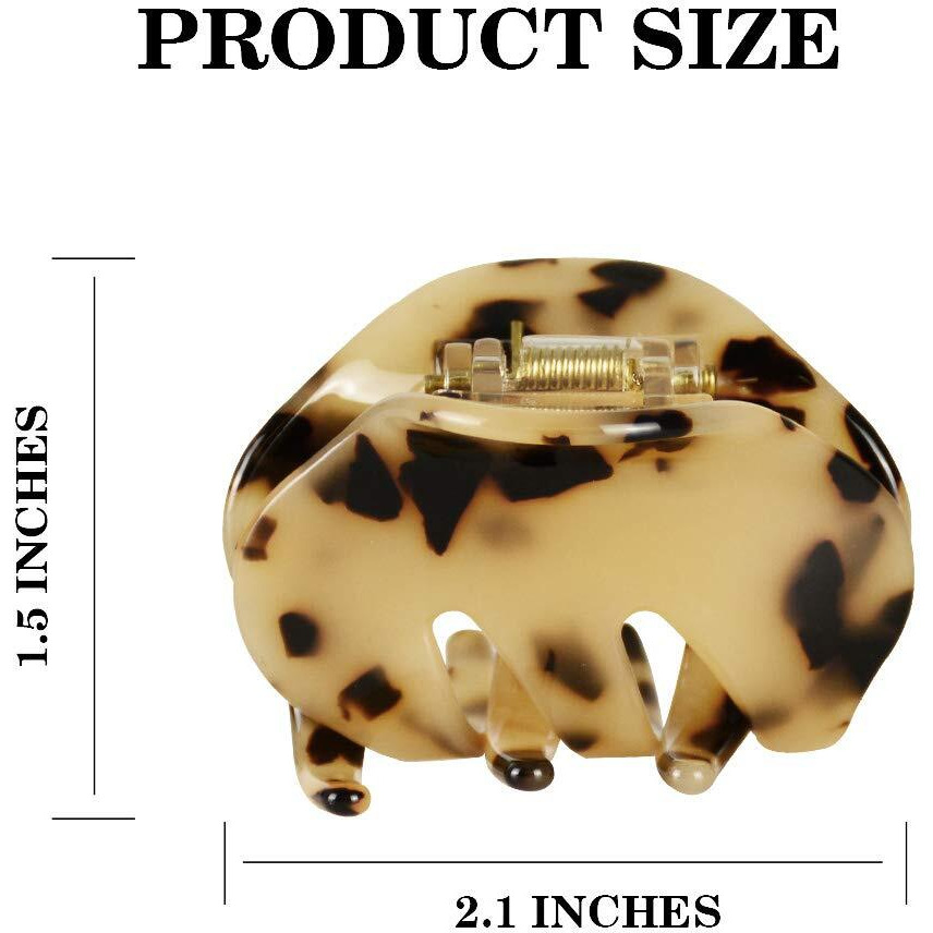 4 Pack 2.1 Inch Hair Claw Clips Tortoise Shell Cellulose Acetate Resin Hair Barrettes Medium French Design Hair Jaw Leopard Print Fashion Hair Styling Accessories For Women Girls