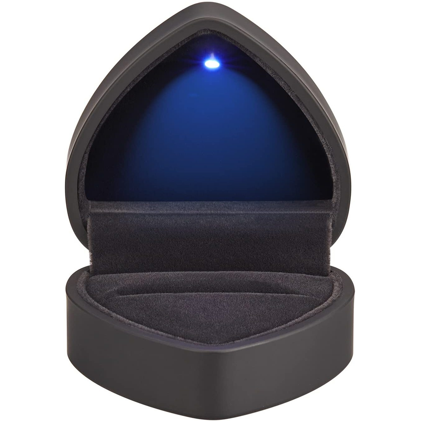 Heart Shaped Ring Gift Box With Led Light  Velvet Earrings Jewelry Case With Light  Jewellry Display Box For Wedding  Engagement  Proposal  Birthday And Anniversary (Black)