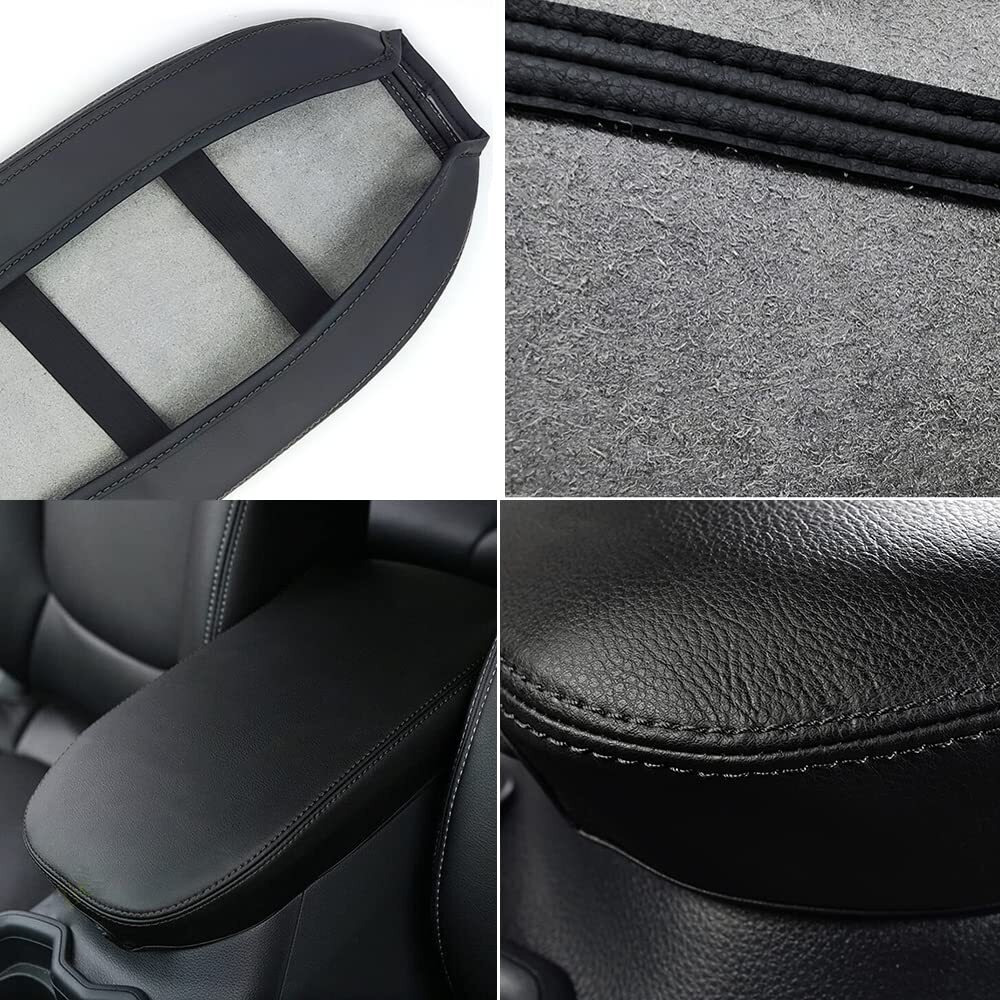 Auprite Center Console Armrest Cover For Toyota Rav4 2019-2023 2024  Auto Armrest Protector Organizer Pad For Rav4 Interior Accessories (Black With Black Stitches)