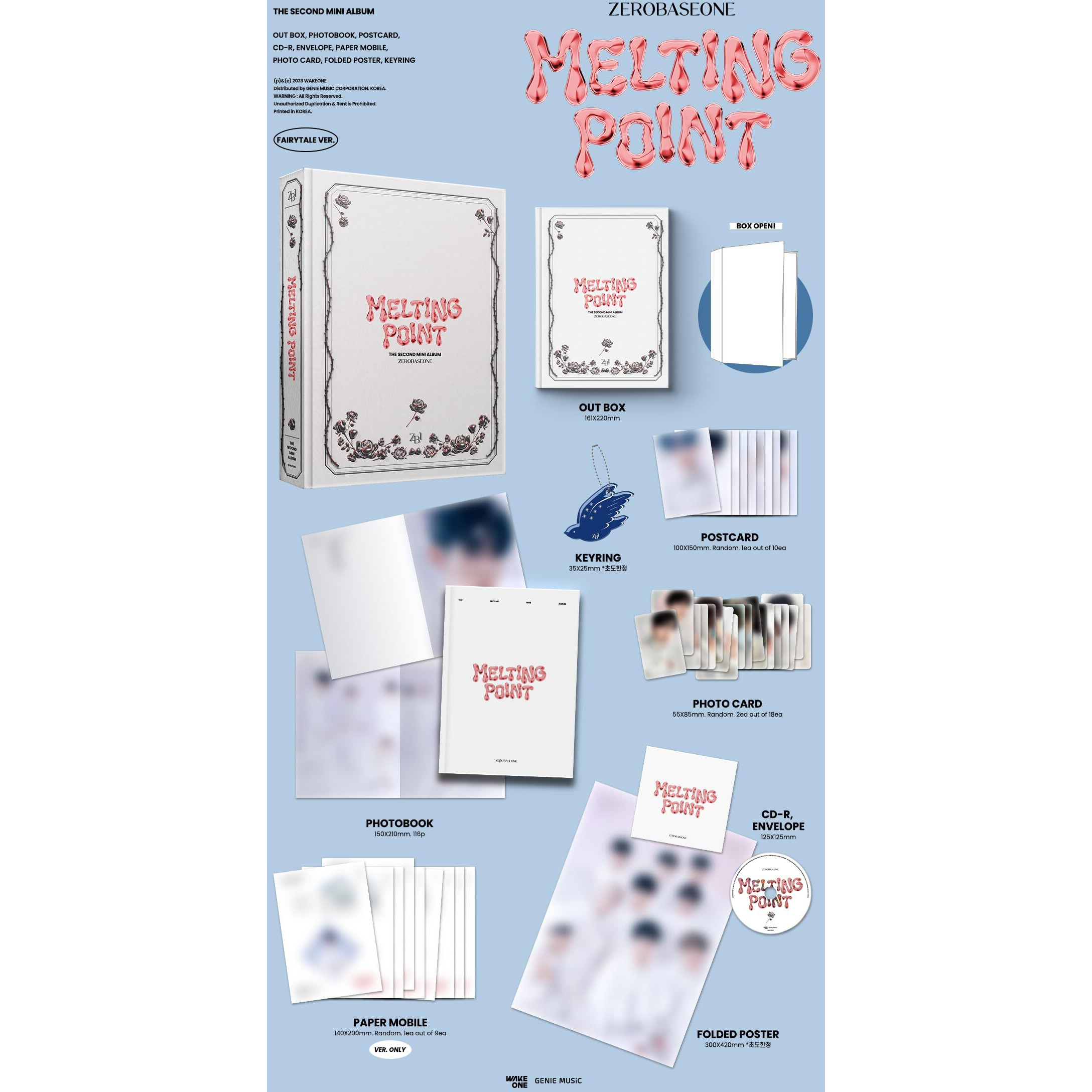 Zerobaseone Melting Point 2Nd Mini Album Cd+Folded Poster On Pack+Photobook+Postcard+Photocard+Tracking Sealed Zb1 (Mystery Version)