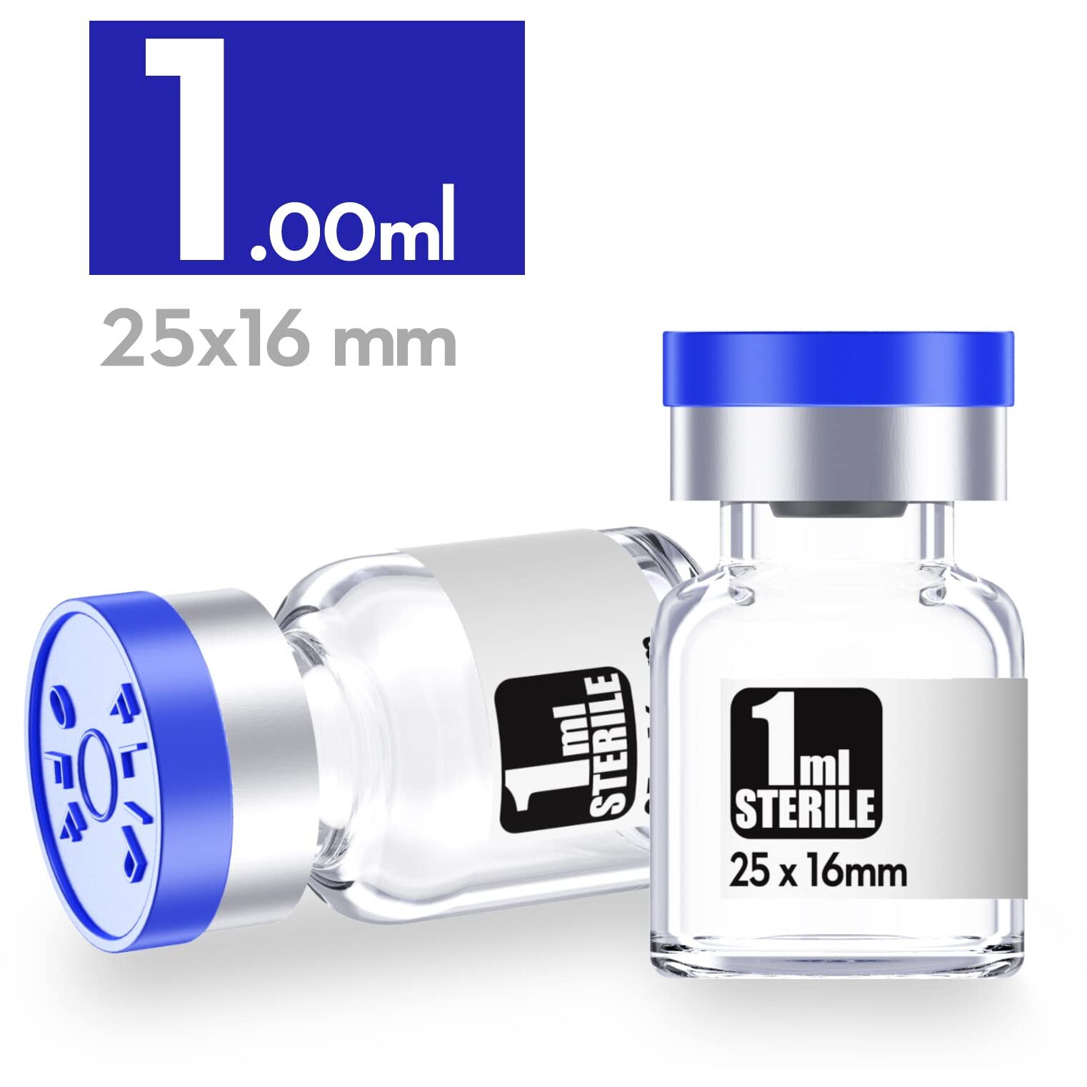 Ks-Tek Sterile Empty Vials With Self Healing Injection Port With Aluminum Plastic Cap Sterile Package (1Ml Clear 10)