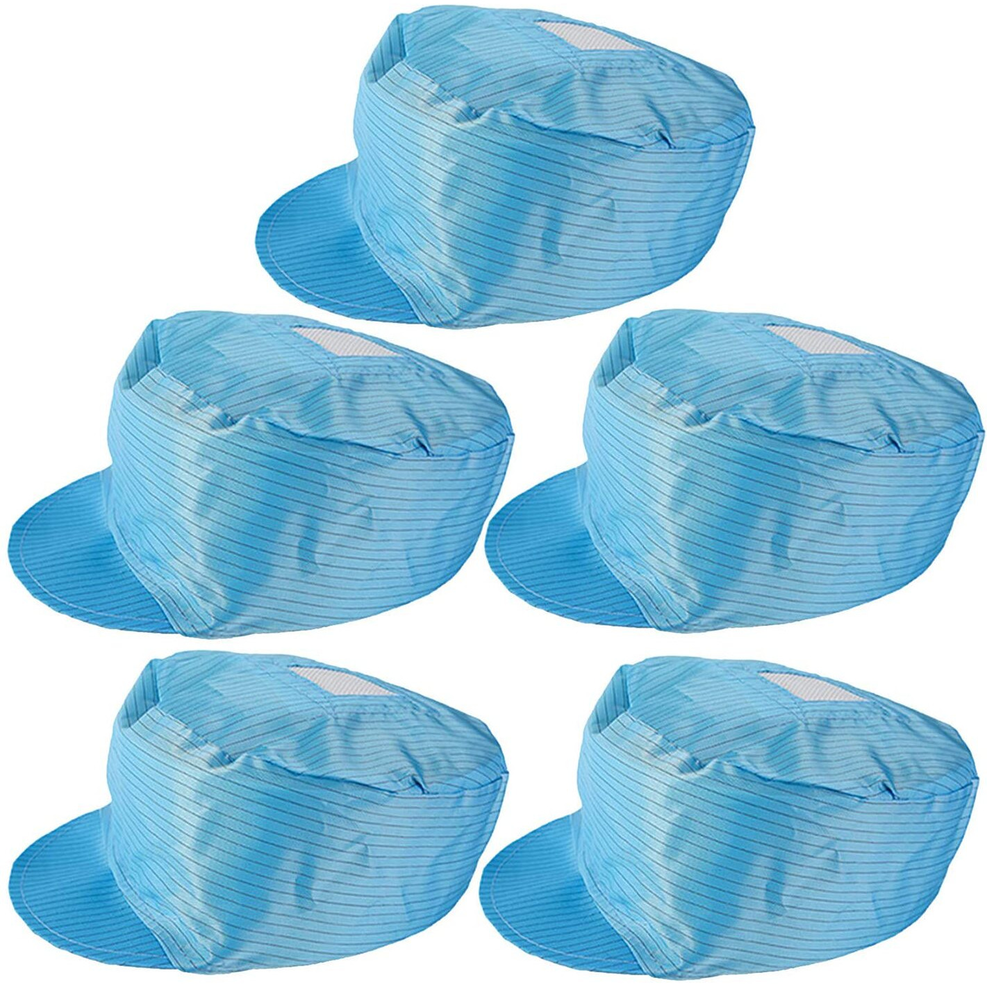 Funzzy 5 Pcs Anti-Static Cap Dustproof Cap Breathable Hat Cleanroom Factory Working Caps For Women Men (Blue)