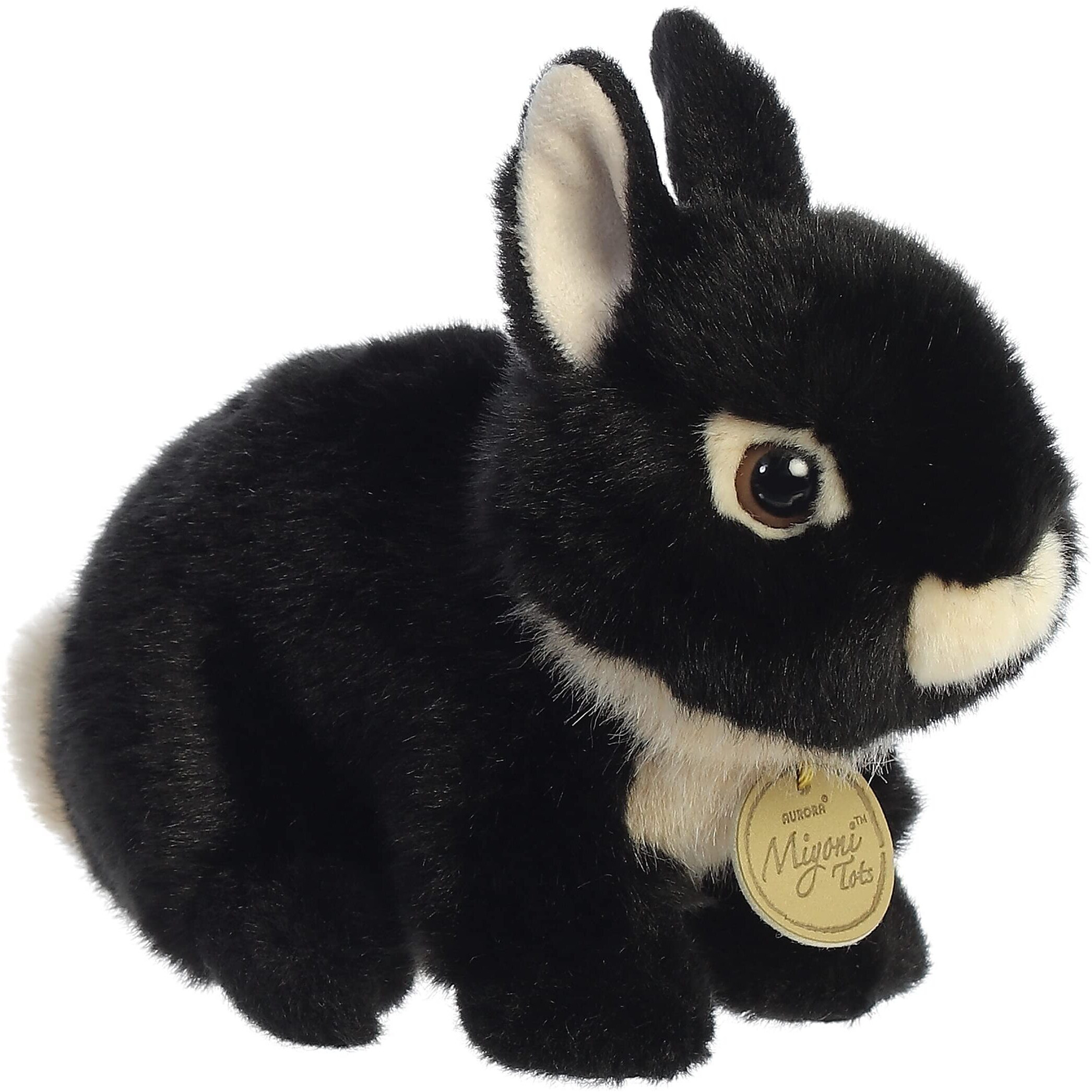 Aurora Adorable Miyoni Tots Netherland Dwarf Bunny Stuffed Animal - Lifelike Detail - Cherished Companionship - Black 7.5 Inches