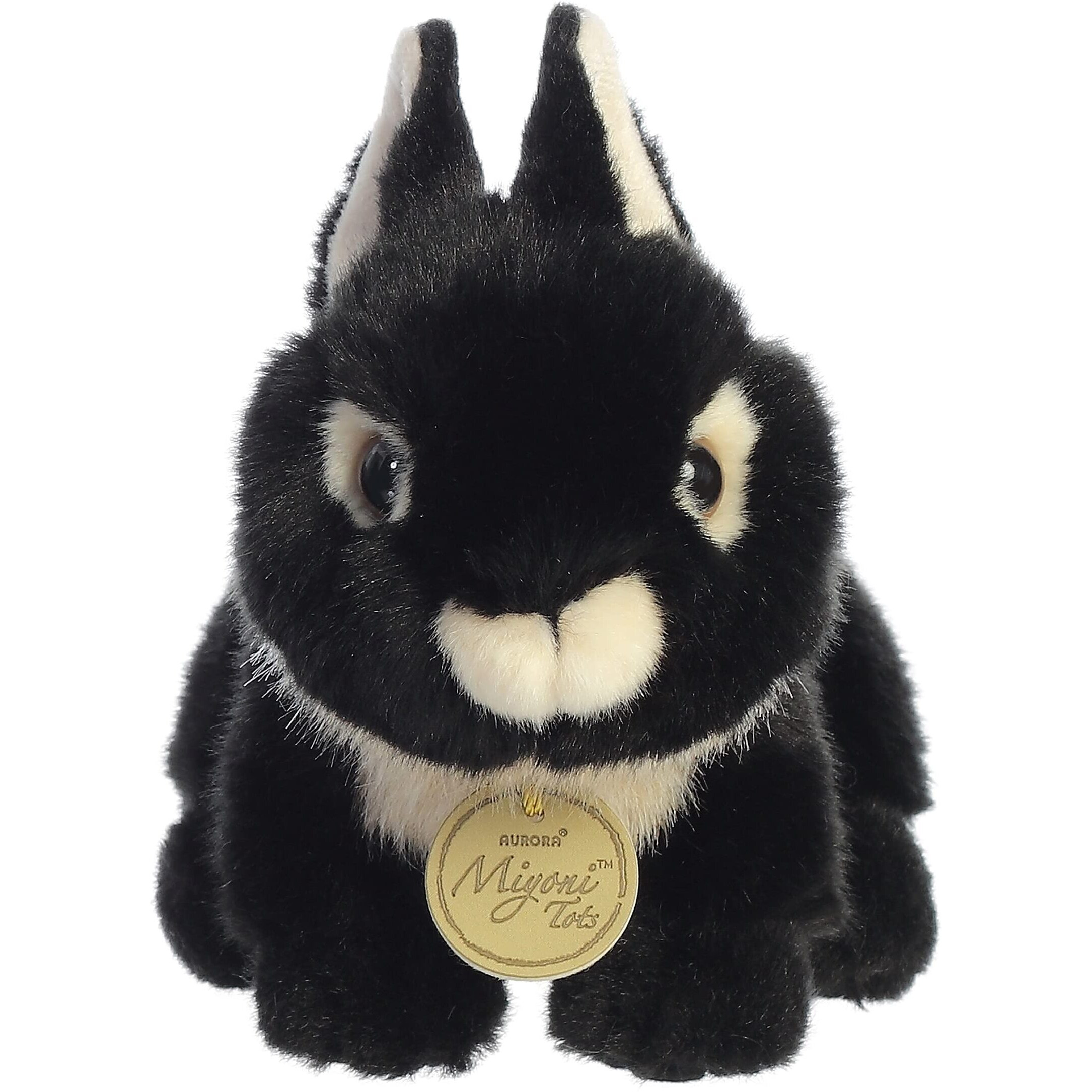 Aurora Adorable Miyoni Tots Netherland Dwarf Bunny Stuffed Animal - Lifelike Detail - Cherished Companionship - Black 7.5 Inches