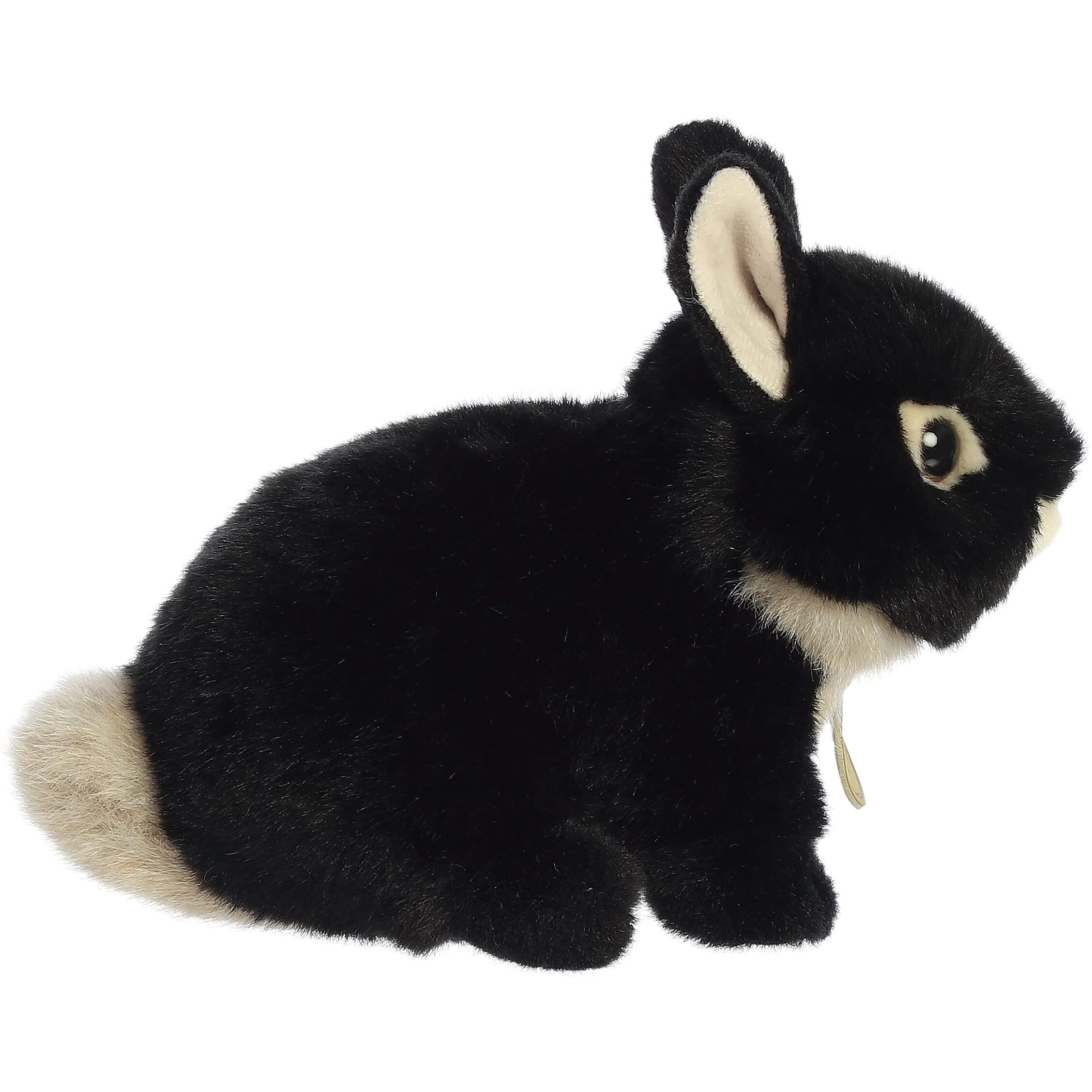 Aurora Adorable Miyoni Tots Netherland Dwarf Bunny Stuffed Animal - Lifelike Detail - Cherished Companionship - Black 7.5 Inches