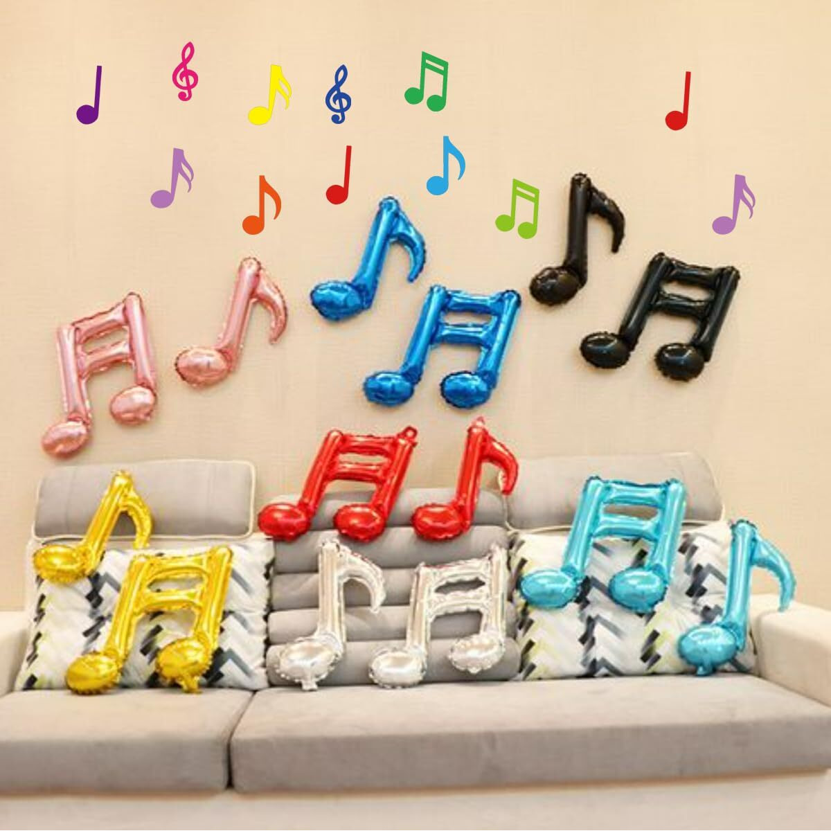Music Notes Wall Decal Music Notes Stickers For Music Theme Birthday Party Favors 2X3 Inch 60 Pcs