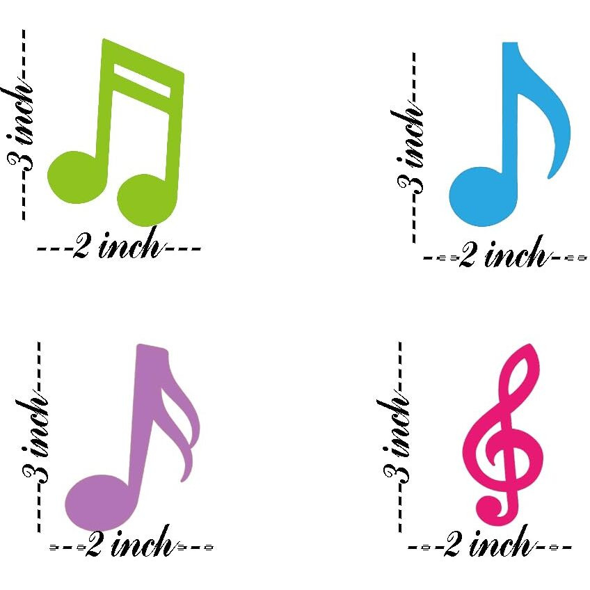 Music Notes Wall Decal Music Notes Stickers For Music Theme Birthday Party Favors 2X3 Inch 60 Pcs