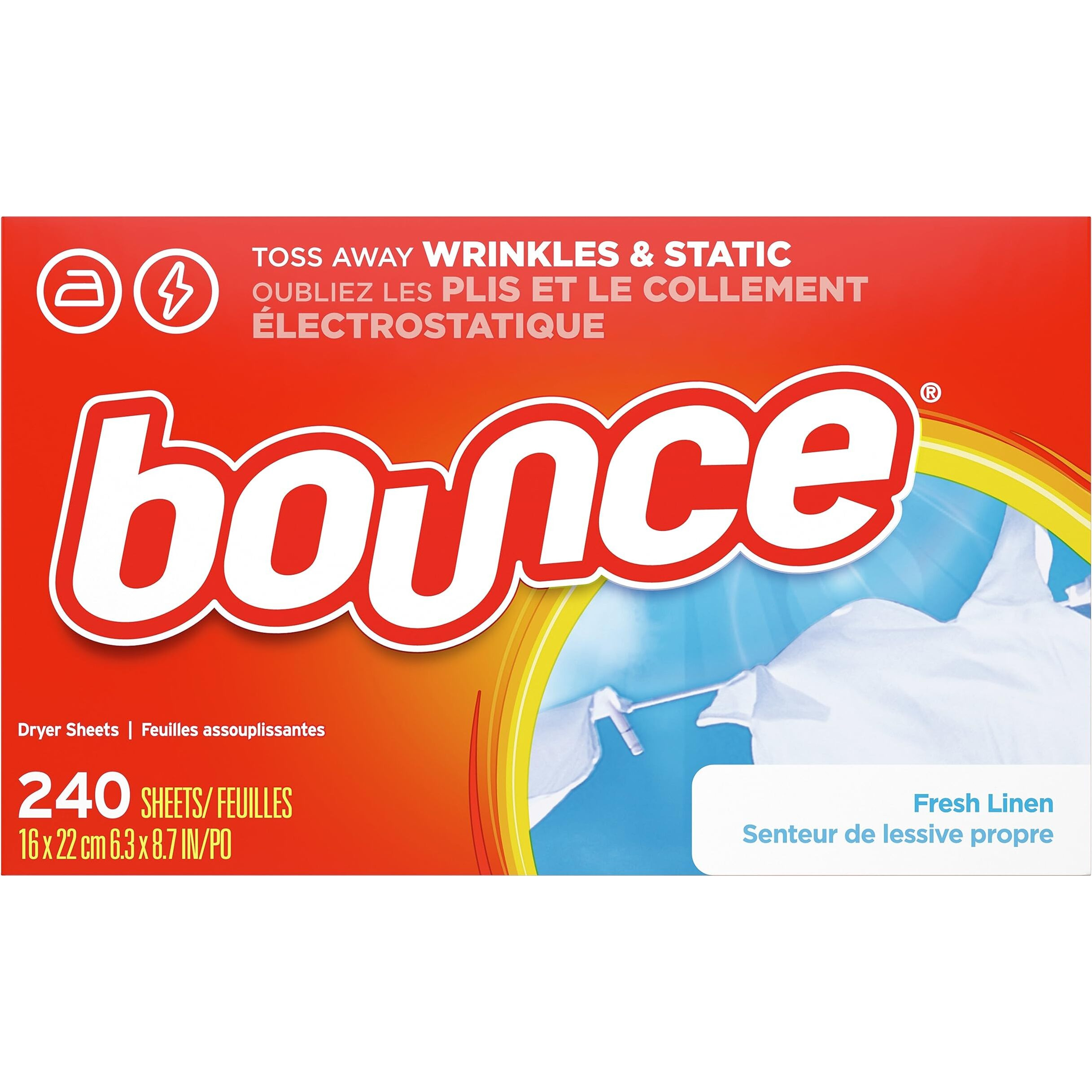 Bounce Dryer Sheets Laundry Fabric Softener  Fresh Linen Scent  240 Count