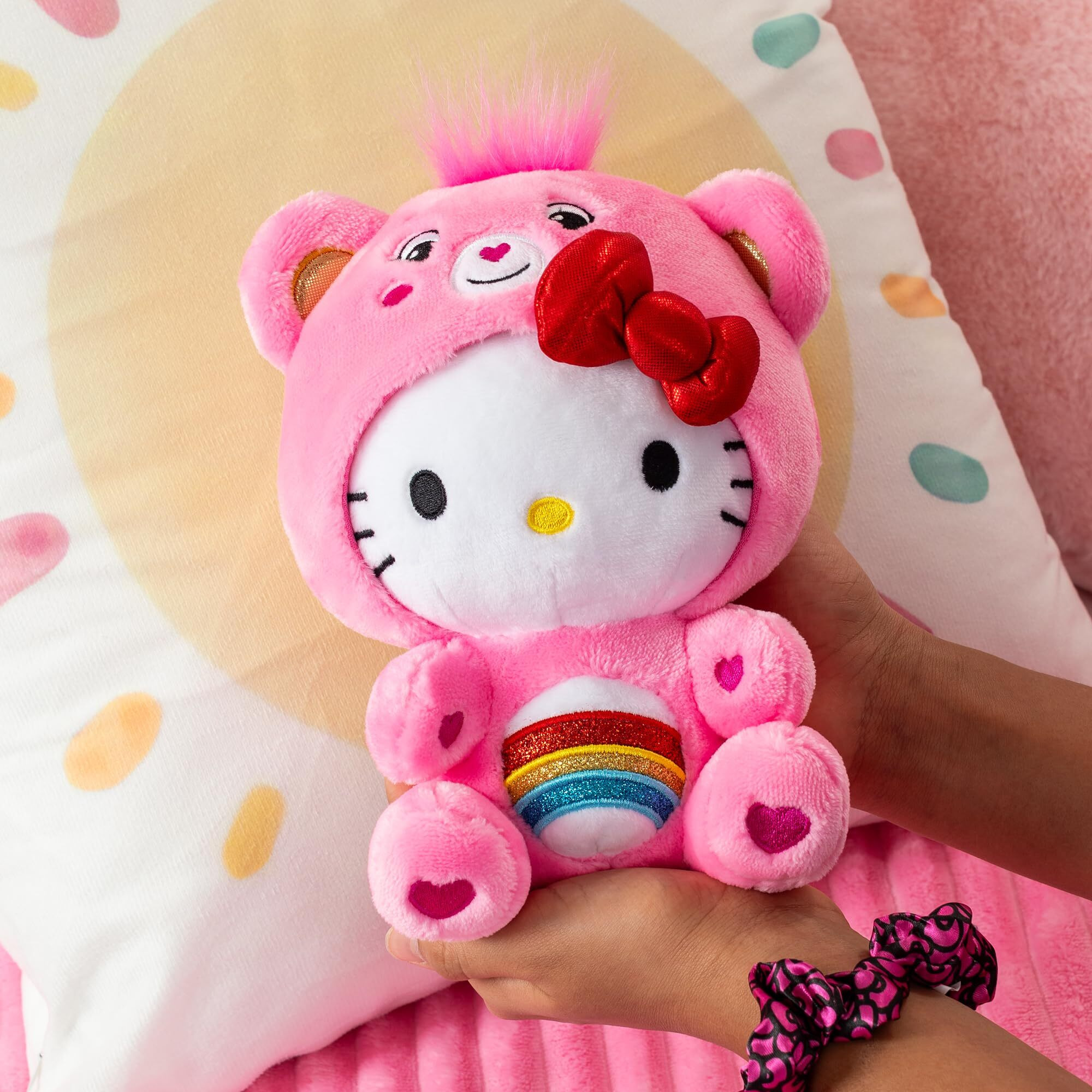 Care Bears Hello Kitty Dressed As Cheer Bear 8"" Fun-Size Plush - Soft  Huggable Bestie - Good For Girls And Boys  Employees  Collectors  Ages 4+