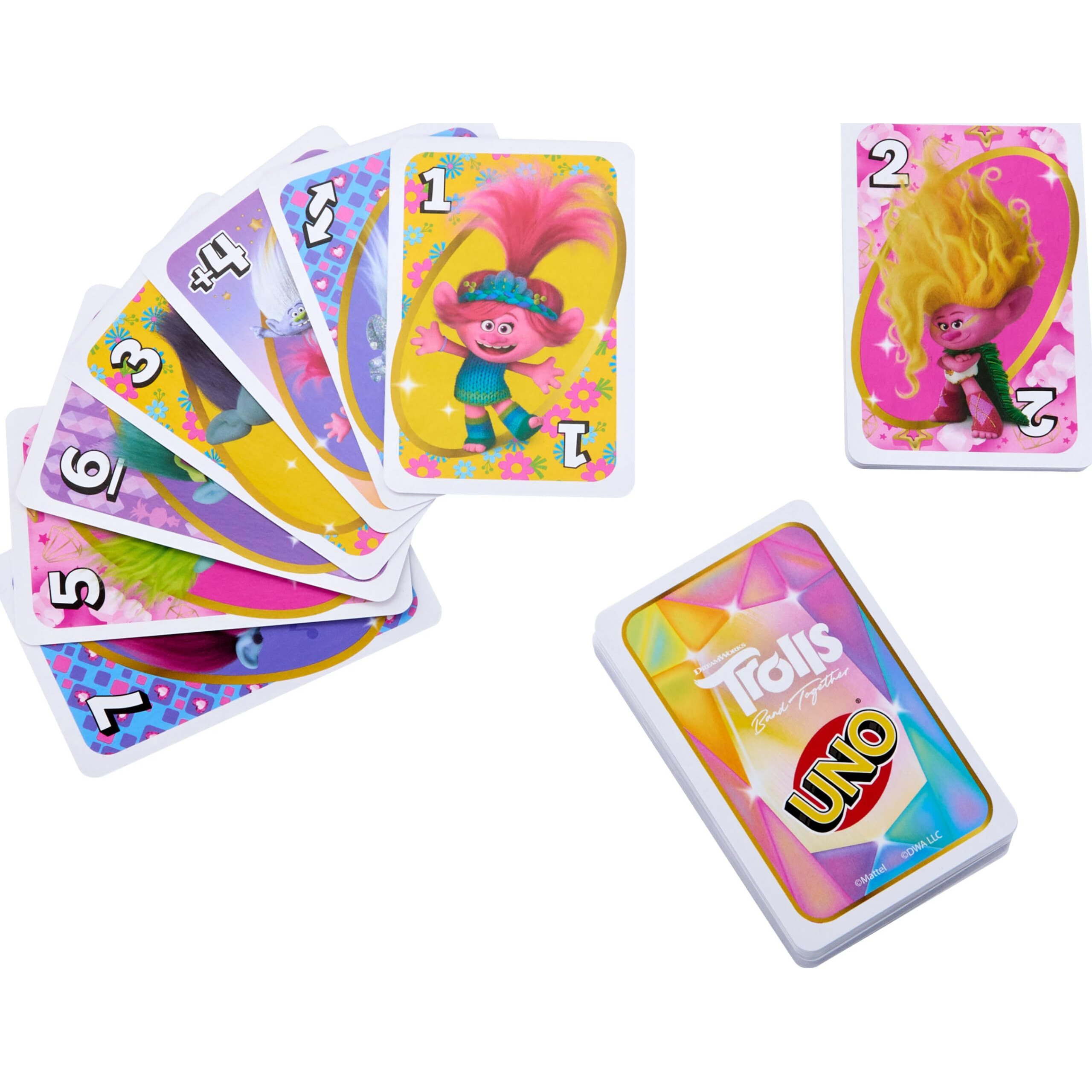 Mattel Games Uno Trolls 3 Band Together Card Game For Kids  Adults & Game Night Featuring Trolls Characters & Special Rule