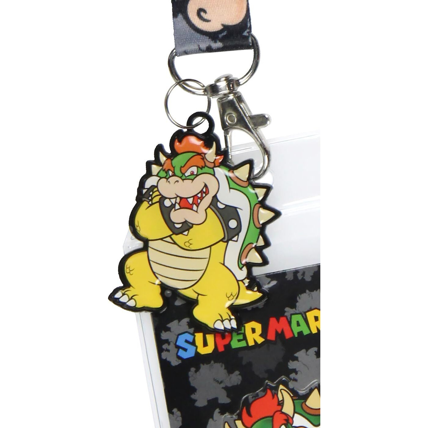Nintendo Super Mario Bowser Lanyard Id Badge Holder Lanyard W/Collectible Sticker And 2"" Metal Charm Pendant