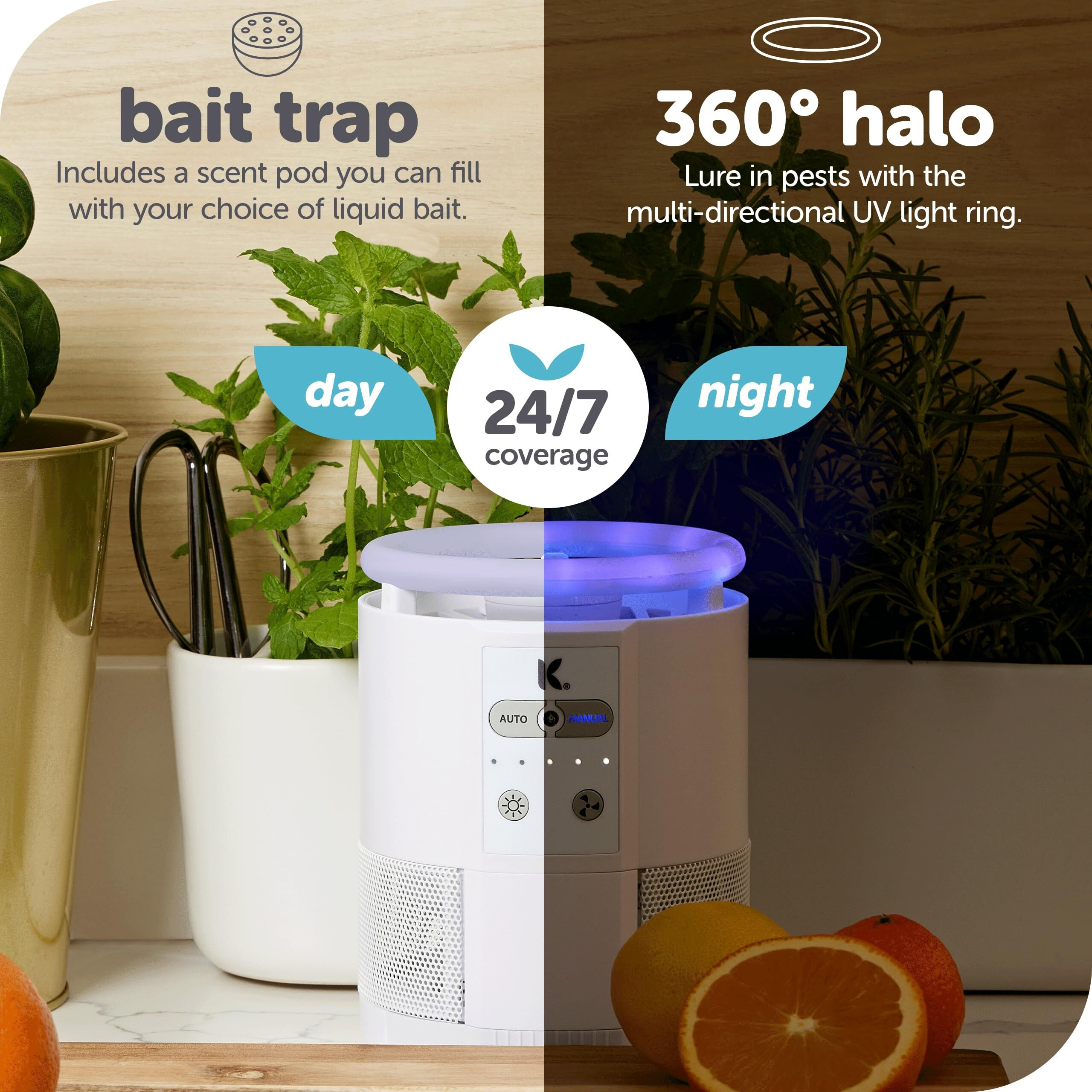 Katchy Duo Indoor Insect Trap With Scent Pod - Fan Powered With Uv Light - Fruit Fly Traps For Indoors - For Fruit Flies  Gnats  Mosquitoes  Moths (White)