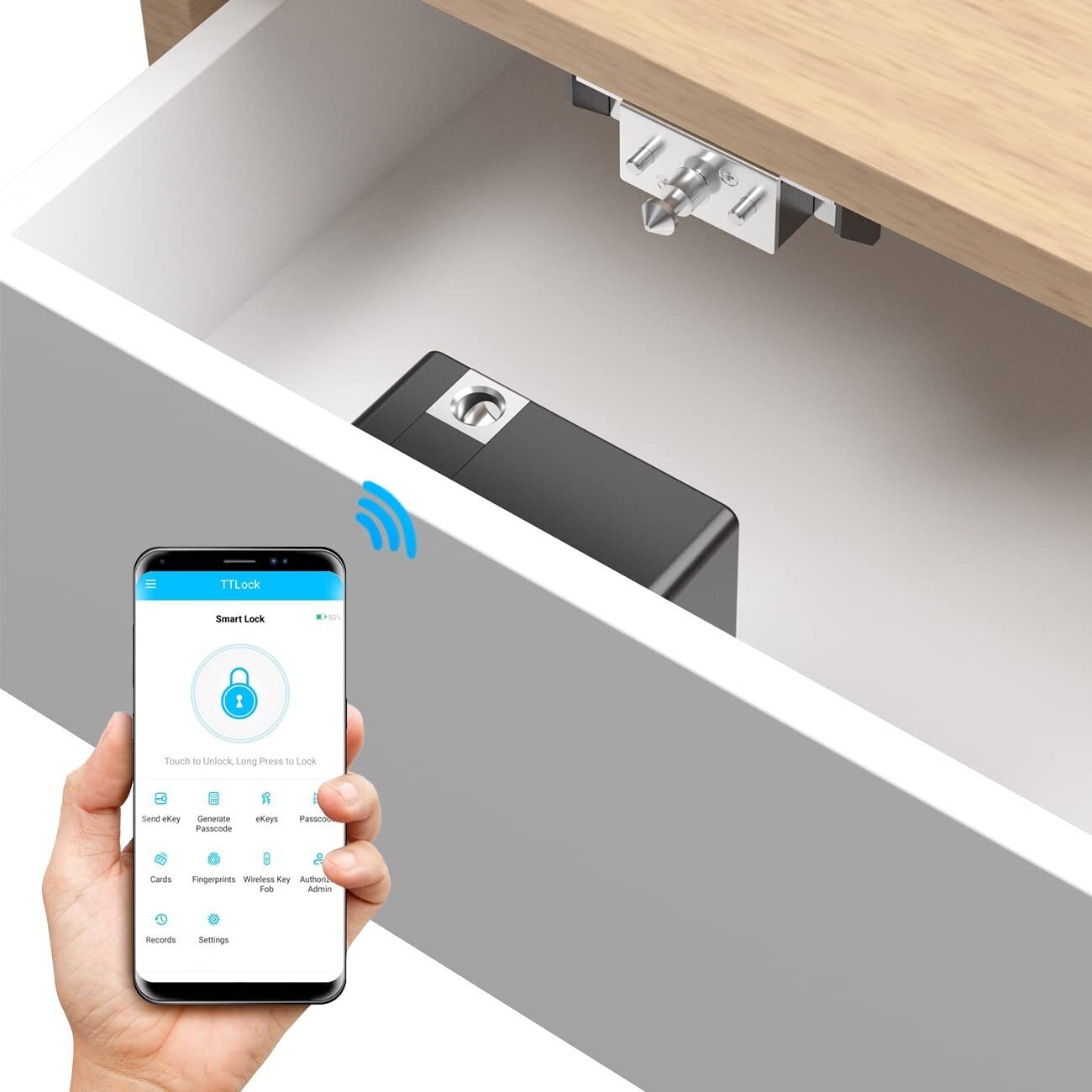 Rixiang Electronic Cabinet Lock  Smart Nfc Rfid Locks  Hidden Diy Cabinet Lock With Slide Latch Lock For Double Door Cabinet Drawer Wooden Cupboard