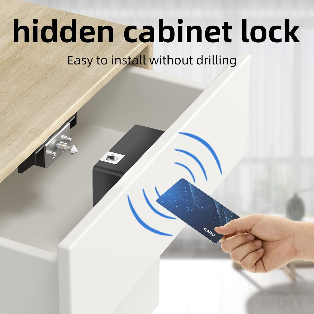 Rixiang Electronic Cabinet Lock  Smart Nfc Rfid Locks  Hidden Diy Cabinet Lock With Slide Latch Lock For Double Door Cabinet Drawer Wooden Cupboard