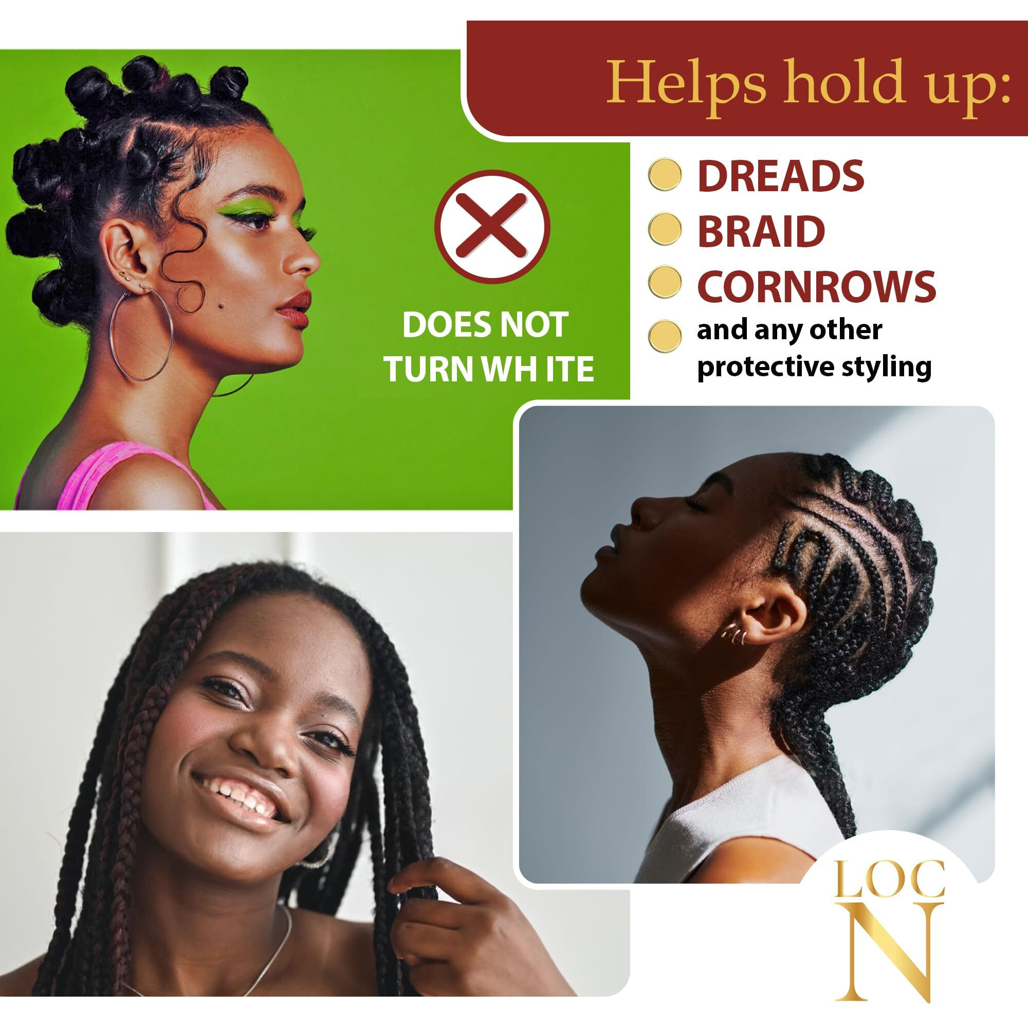 Loc N Twist Braids & Edge Control Gel - Extra Hold 16Oz | For Locs  Twists  Braids  Cornrows  Wraps & Edges | Non-Greasy  Natural Ingredients  All Hair Types