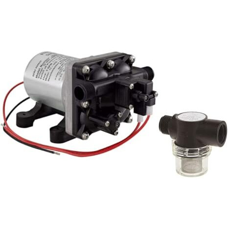 Sct Shurflo 12 Volt Rv Water Pump 3.0 Gpm - 4008-101-A65 / E65 & 1/2"" | Rv Plumbing & Camper Water Pump | Twist-On Optional Pipe Strainer Bundle | (Receive 1 Pump With Strainer)