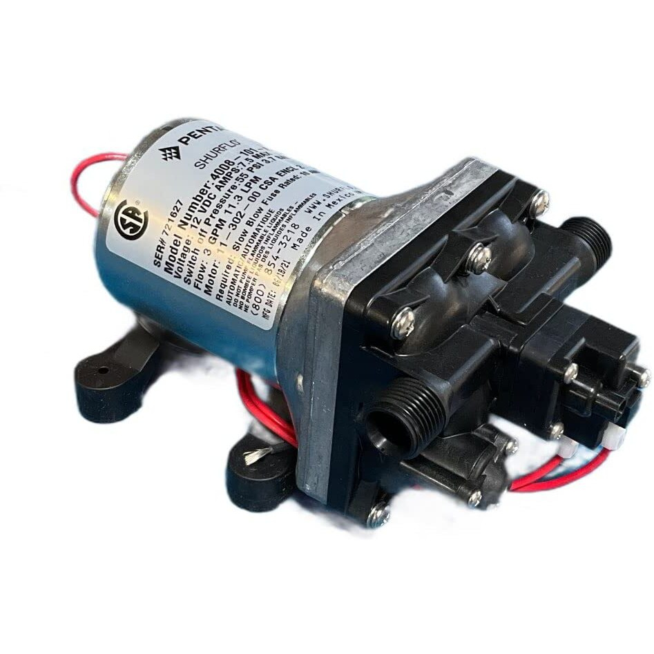 Sct Shurflo 12 Volt Rv Water Pump 3.0 Gpm - 4008-101-A65 / E65 & 1/2"" | Rv Plumbing & Camper Water Pump | Twist-On Optional Pipe Strainer Bundle | (Receive 1 Pump With Strainer)