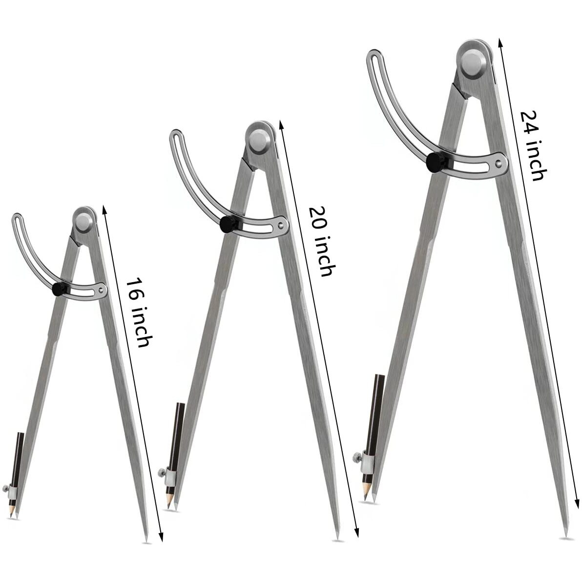 24 Inch Compass For Geometry  Compass For Woodworking  Precision Woodworking Compass With Wing Divider And Pencil Holder  Large Compass For Geometry  Woodworking Compass  Drafting  Drawing Compass