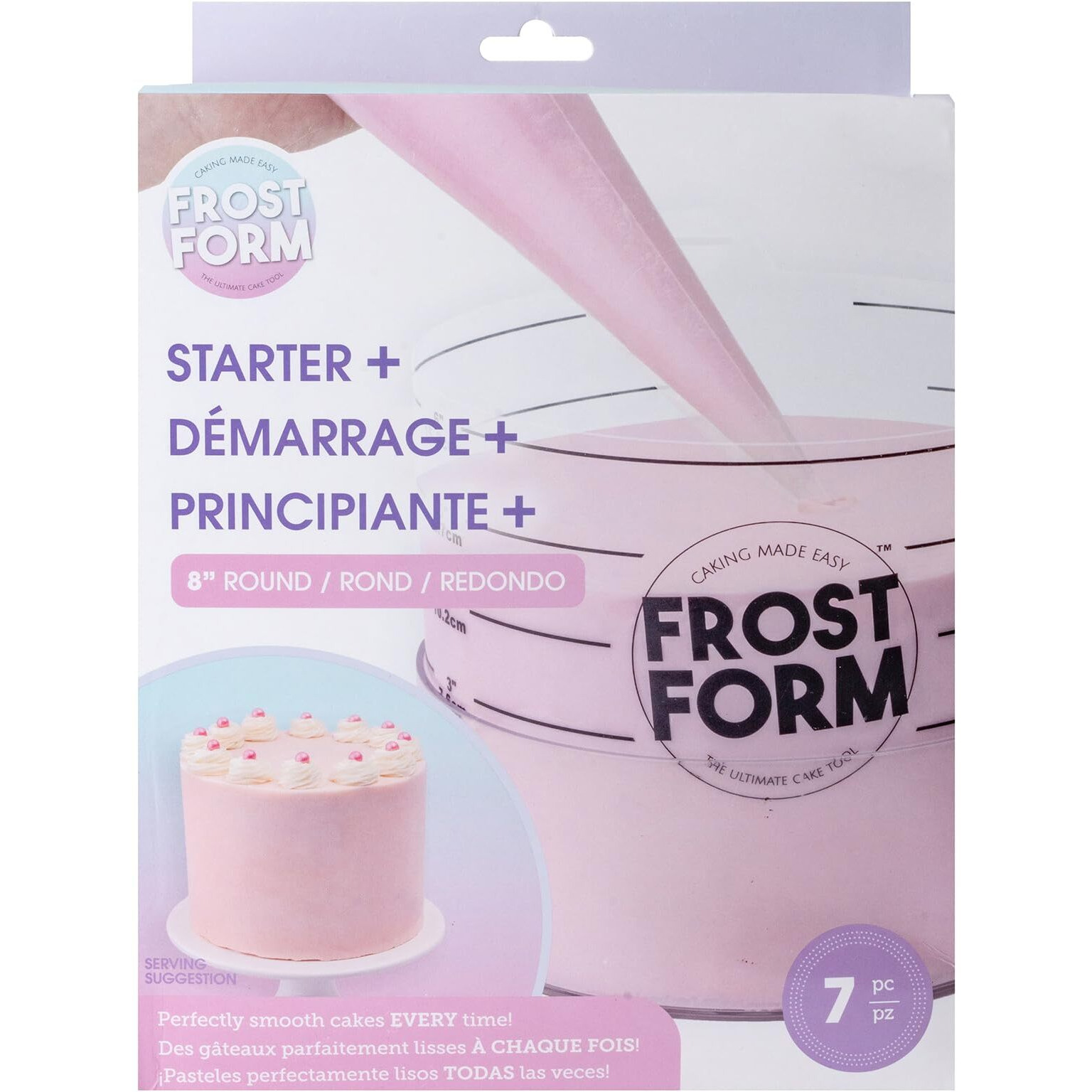 Frost Form - Starter + Kit (8 Inch) 7-Piece Set | Professional-Quality  Food-Grade Plastic | Cake Frosting | Beginners And Pros | Cake Decorating Kit | Compatible With Piping Bags And Cake Stands