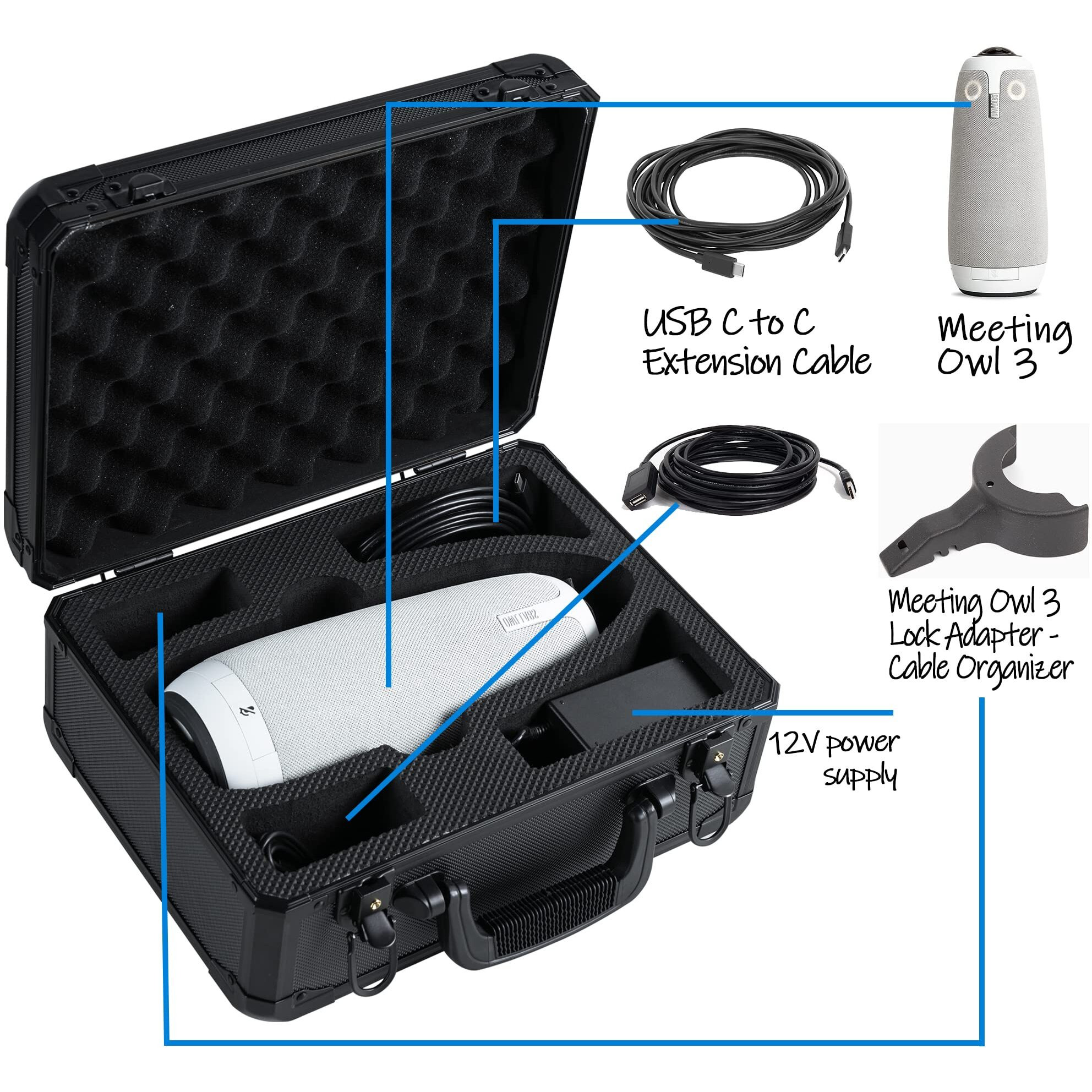 D Dacckit Carrying Case For Meeting Owl 3 - Hard Travel Case Compatible With Meeting Owl 3 And Accessories