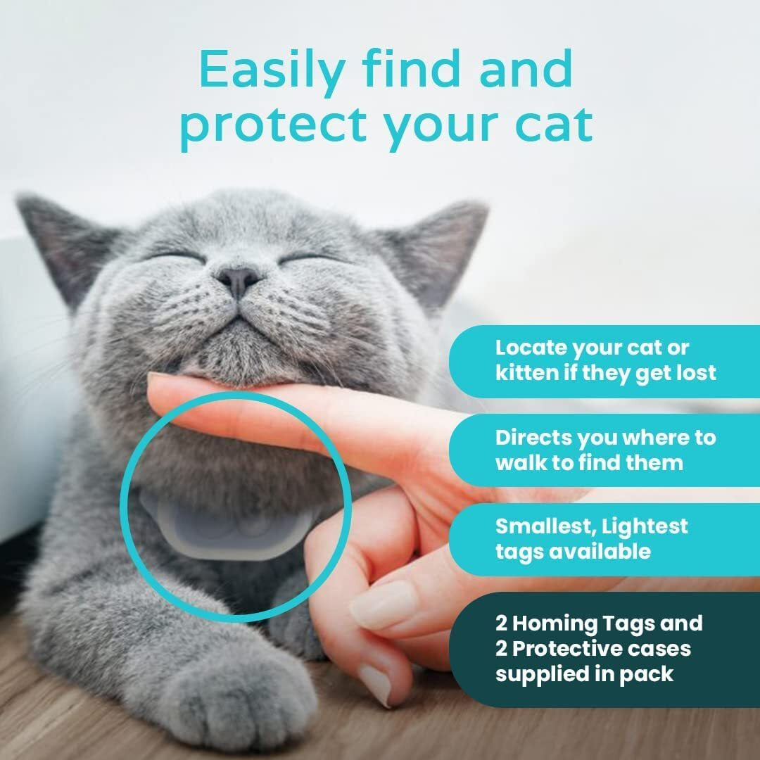 Tabcat V2 Cat Tracker - Includes 2 Tags  No Subscription Needed - Lightweight Collar Tag For Cats And Kittens - Indoor & Outdoor Use - More Accurate Than Gps For Your Pet