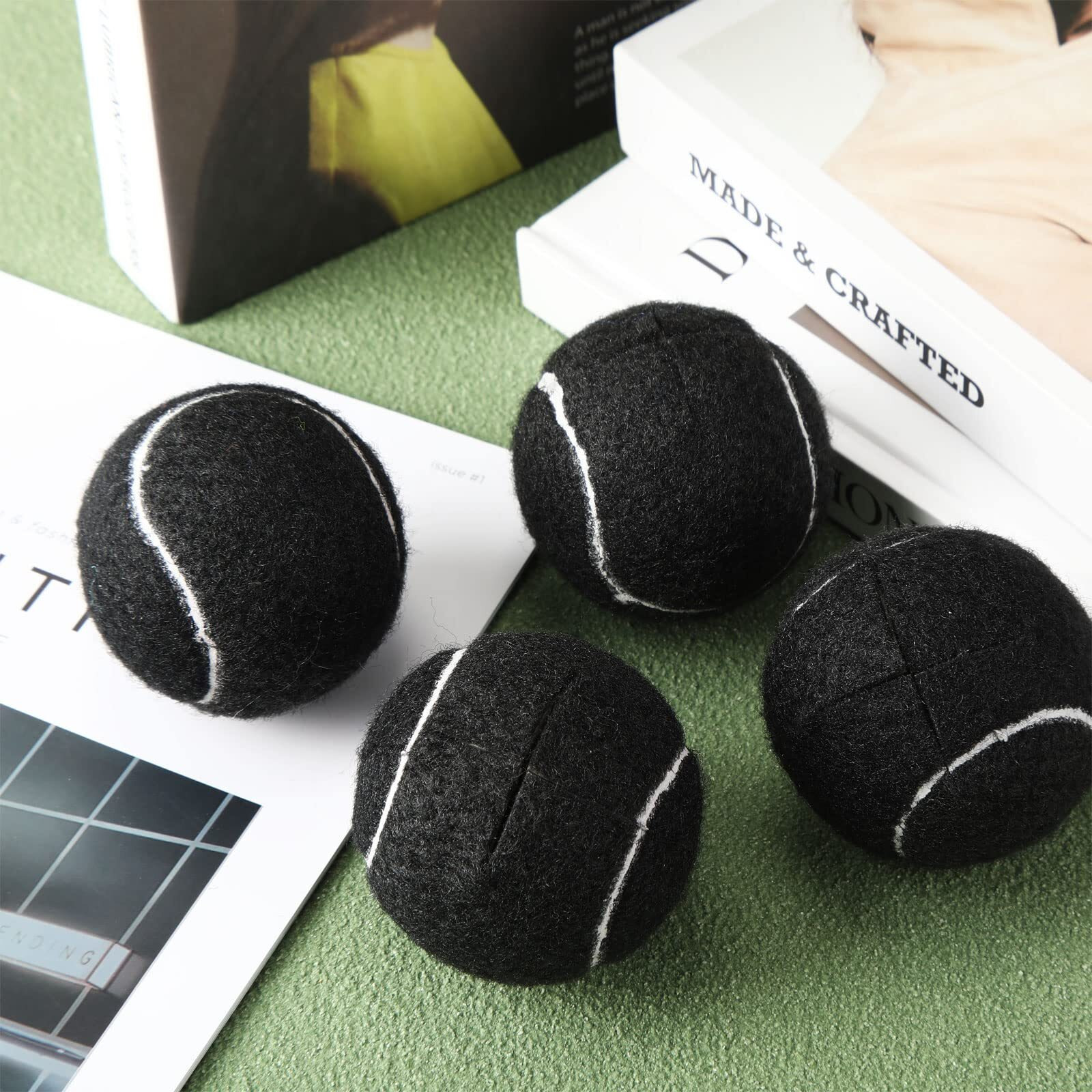 Macarrie 100 Pcs Precut Tennis Balls Bulk For Furniture Legs Tennis Ball Chair Foot Covers For Floor Protection Tennis Ball Desk Leg Coverings (Black)
