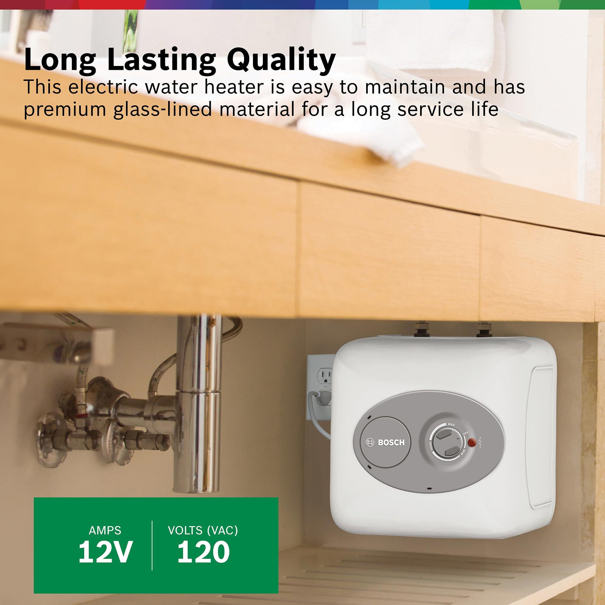 Bosch Electric Mini-Tank Water Heater Tronic 3000 T 4-Gallon (Es4) - Eliminate Time For Hot Water - Shelf  Wall Or Floor Mounted