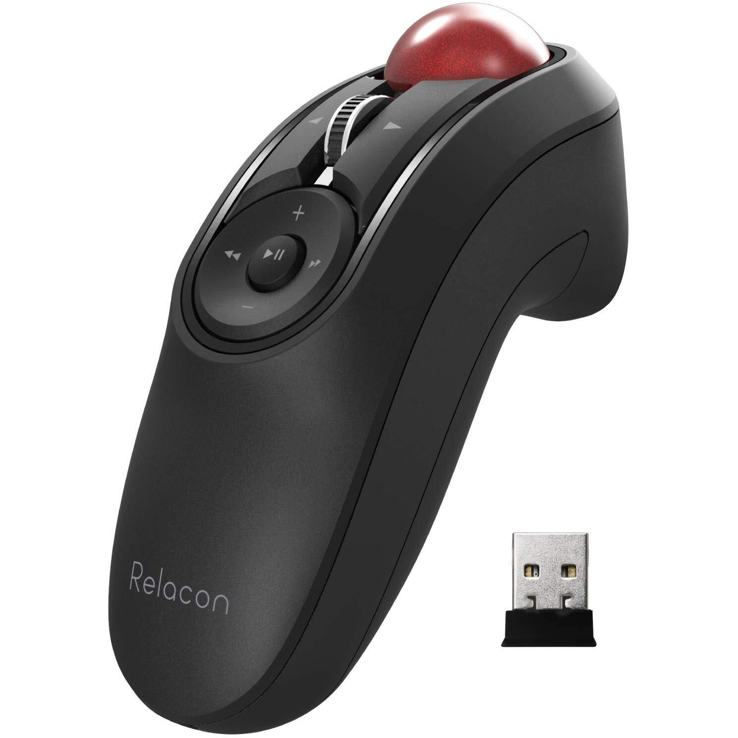 Elecom Relacon Handheld Trackball Mouse  Thumb Control  2.4Ghz Wireless  Ergonomic Design  10-Button Function With Smooth Tracking  Windows11  Macos (M-Rt1Drbk)