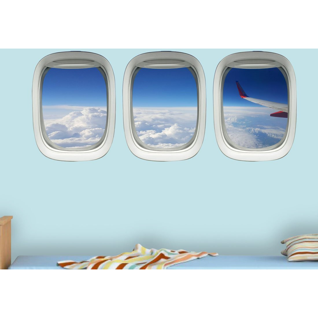 Airplane Wing Stickers - Plane Window Clings Clouds Wall Decor Vwaq-Ppw27
