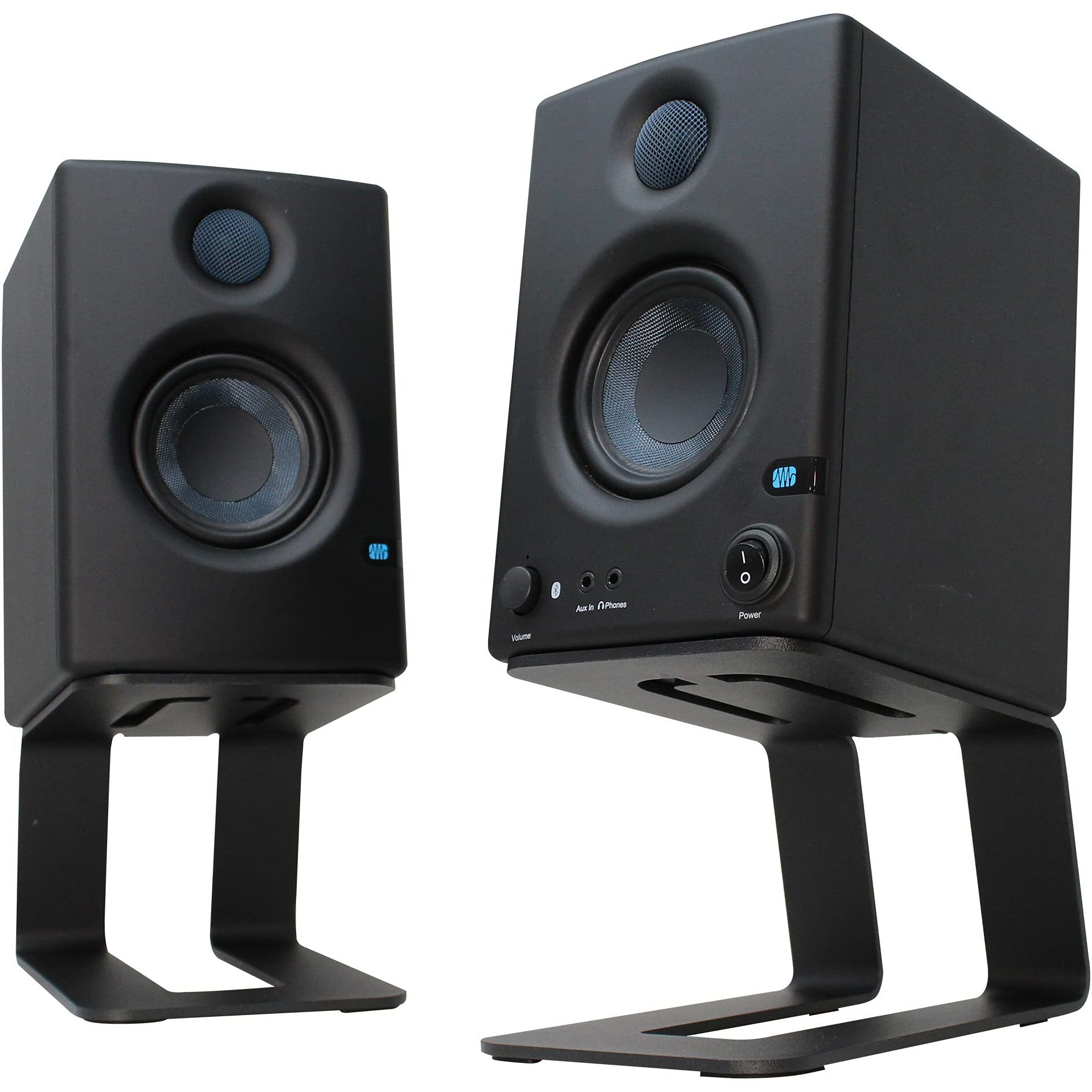 Humancentric Desktop Speaker Stands Pair For Desk Speakers  Studio Speaker Riser  Medium And Small Bookshelf Speakers  Studio Monitor Stand  Computer Gaming Desk Speaker Stand  (Black)