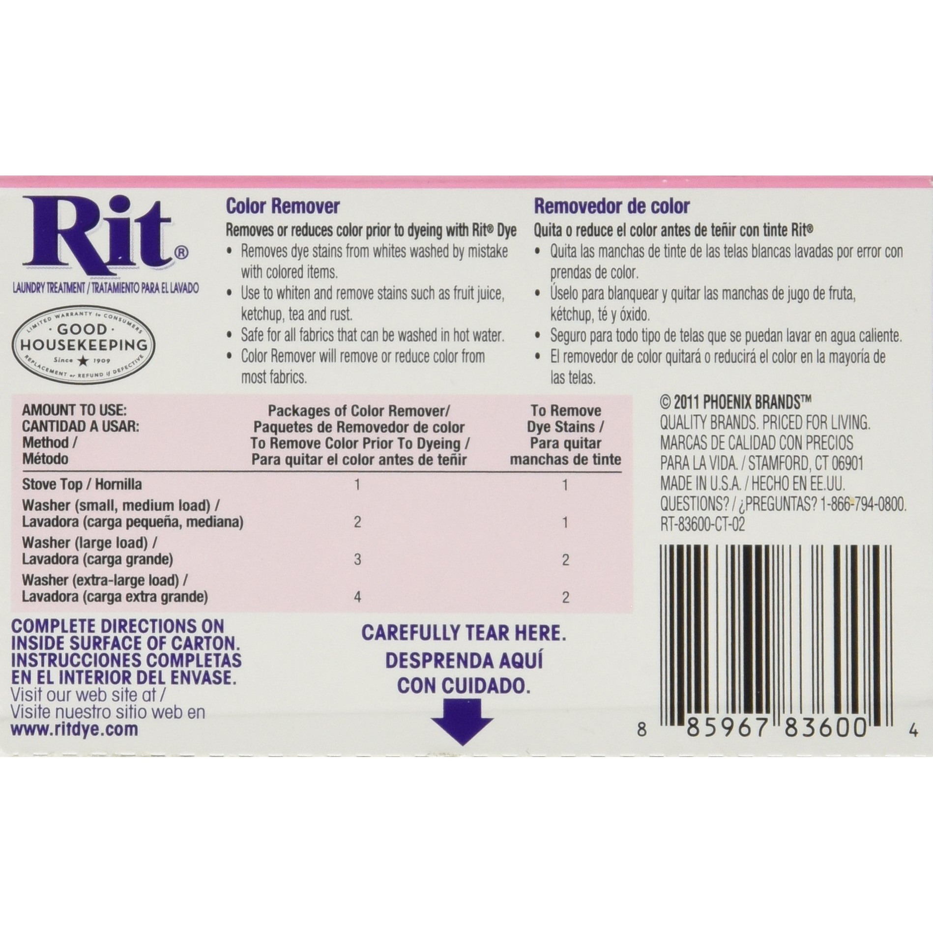 Rit Dye Laundry Treatment Color Remover Powder  2 Oz  3-Pack