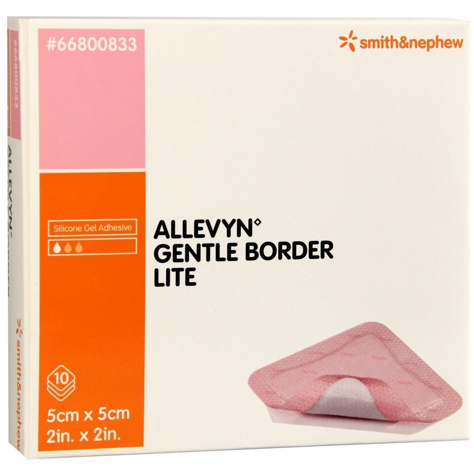 Smith+Nephew Allevyn Gentle Border Lite Wound Dressing  2"" X 2"" Box Of 10