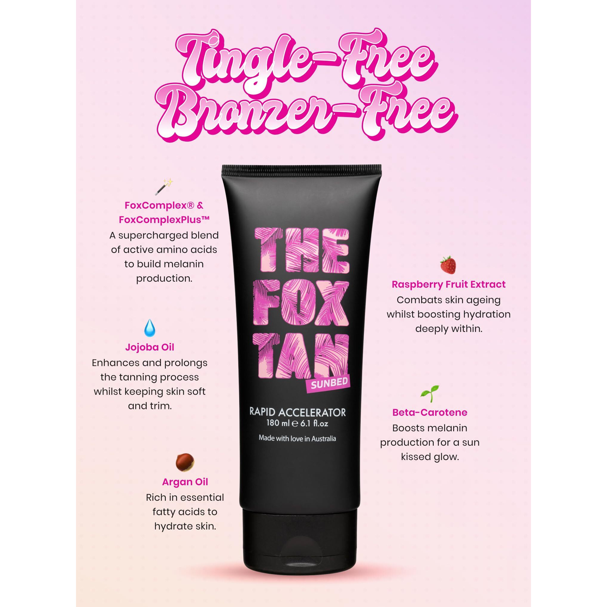 The Fox Tan Rapid Accelerator  Accelerator Lotion For Sunbed Tanning  Creates Darker  Faster & Long-Lasting Tans  Vegan & Cruelty-Free  180Ml
