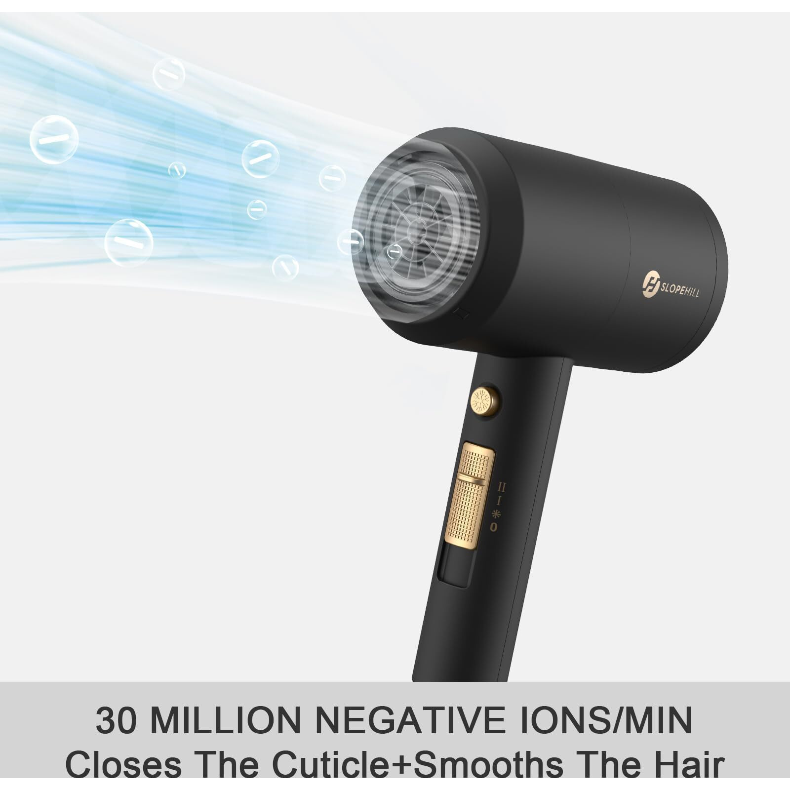 Slopehill Professional Ionic Hair Dryer  Powerful 1800W Fast Drying Low Noise Blow Dryer With 2 Concentrator Nozzle 1 Diffuser Attachments For Home Salon Travel (Black)