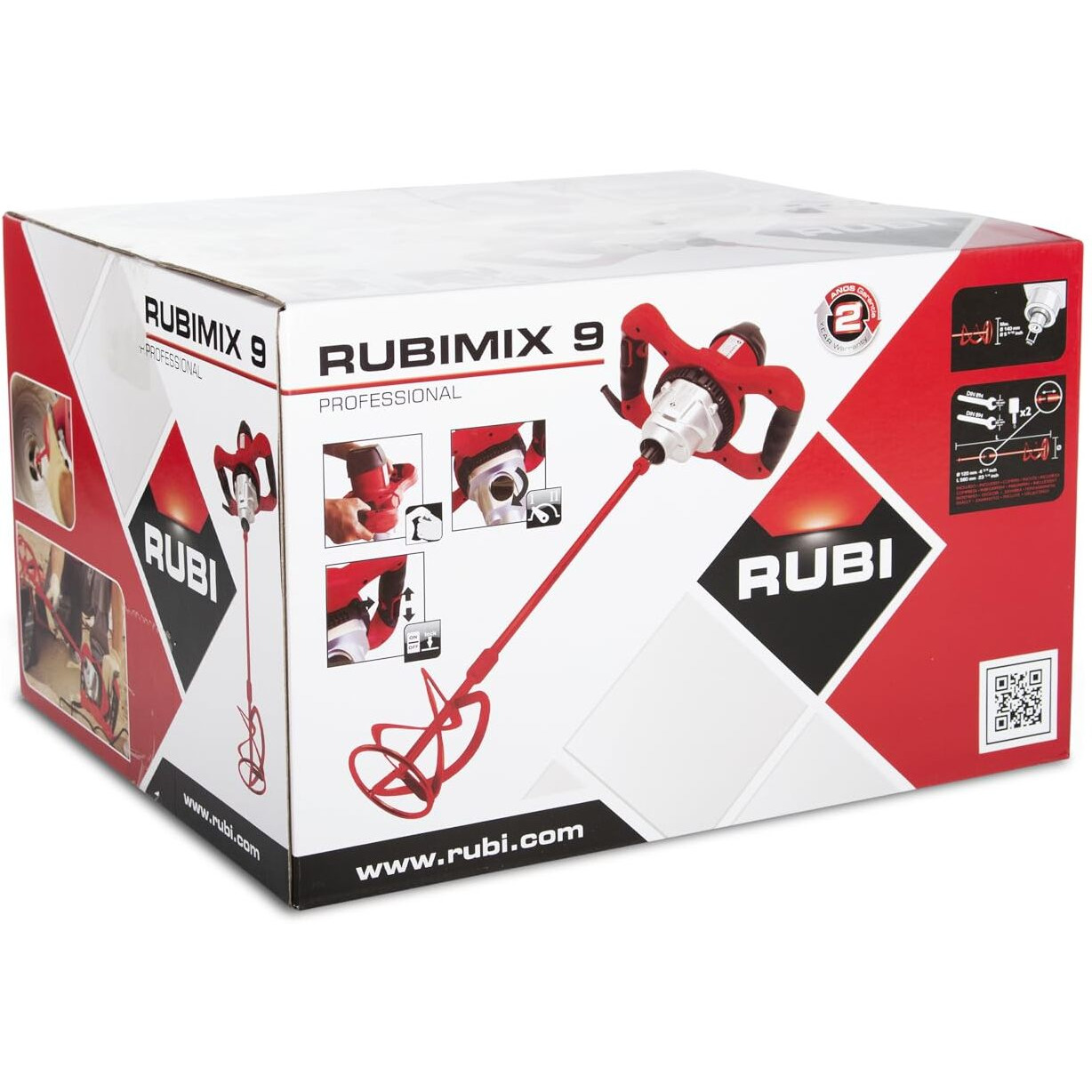 Rubimix-9 N Versatile Mortar Mixer With Chuck | Include  4 3/4"" (120 Mm.) Mixing Paddle | Ideal For Cementitious Adhesives  Resins  Paints And Other Materials