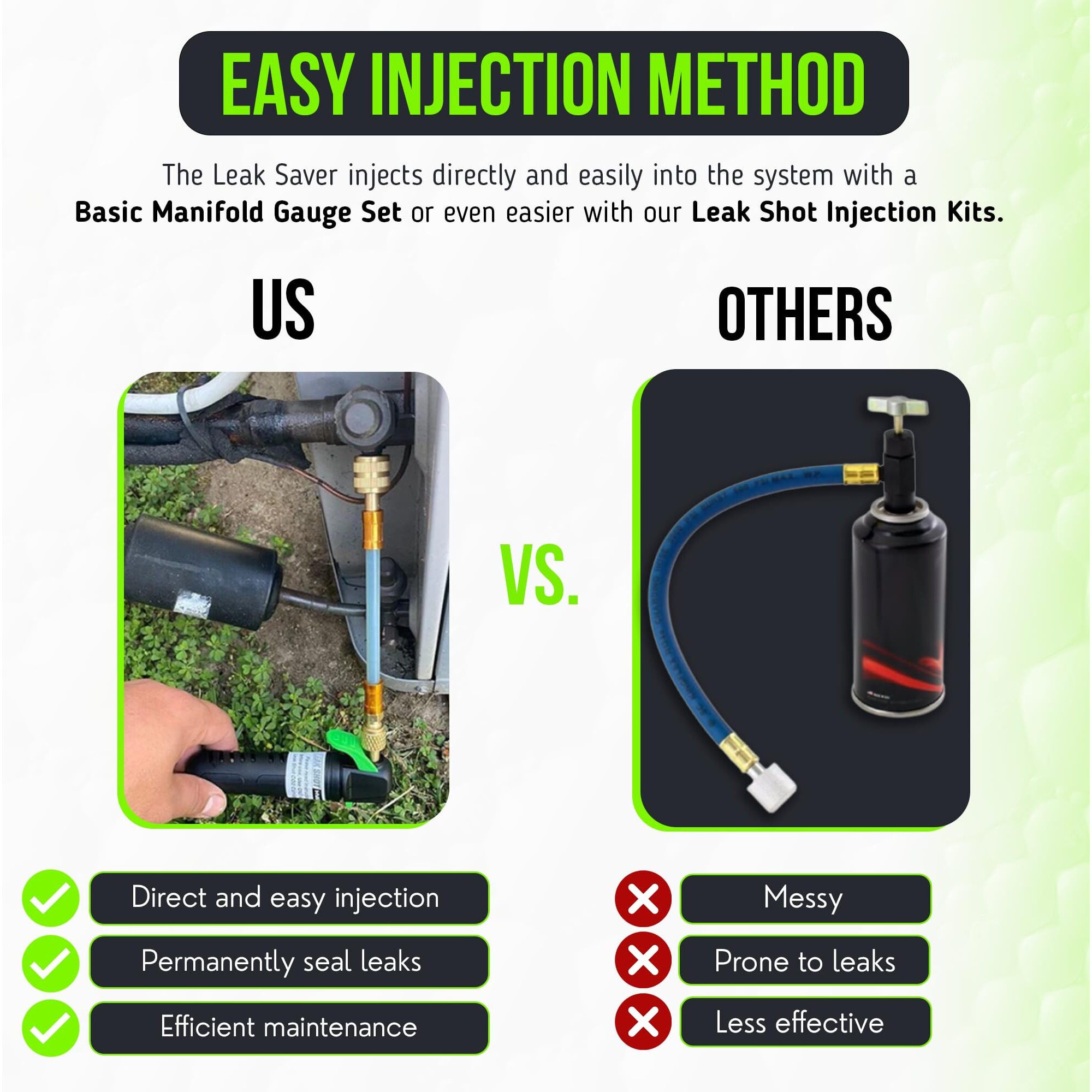 Leak Saver Direct Inject Ac Leak Sealer 6-Pack | Ac Stop Leak For Most Hvac Systems Up To 5 Tons | Works With All Systems & Ac Refrigerants | Made In The Usa