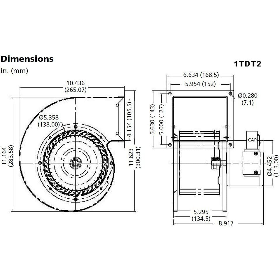 Dayton 1Tdt2 Blower  549 Cfm  115V  2.05 Amp  1640 Rpm